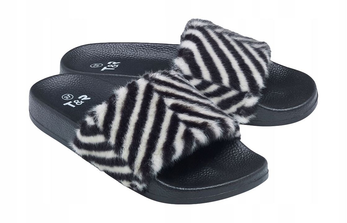 

Klapki Damskie lekkie wygodne Futerko Zebra *36