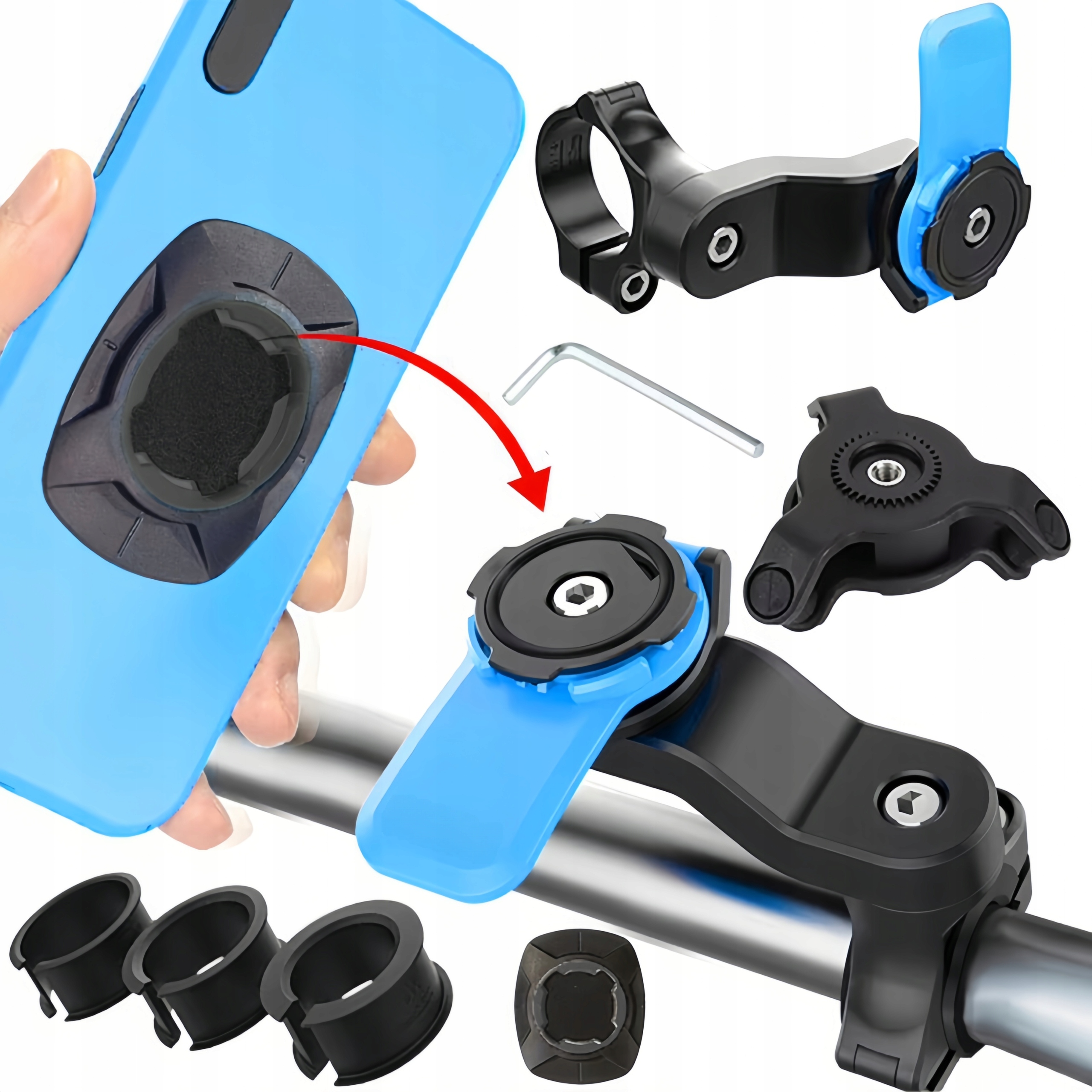 Uchwyt Na Telefon Z Tłumikiem Drgań Motocykl Rower Funkcja Lock Mocny