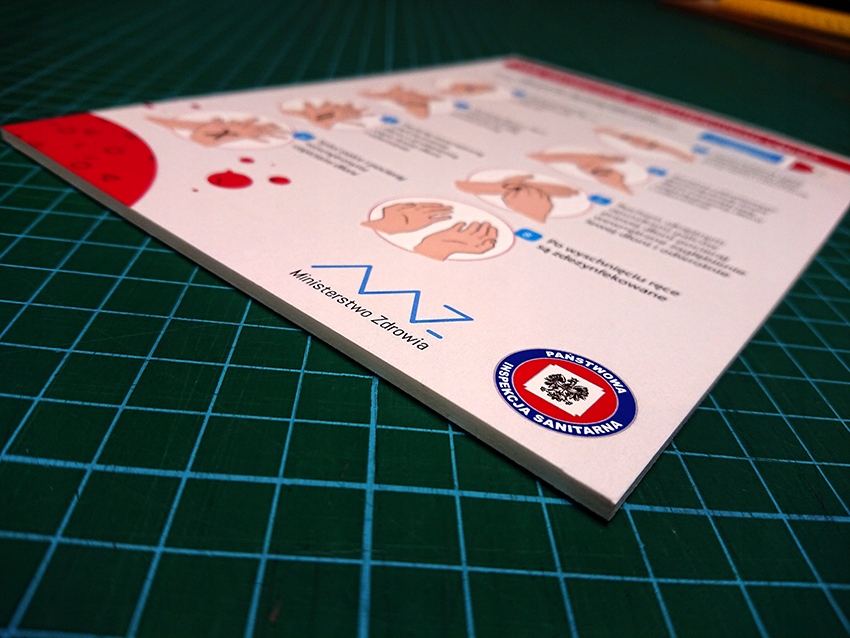 Tabliczka PCV Instrukcja Dezynfekcji Rąk BHP MZ A4 Kod producenta AlejeStudio