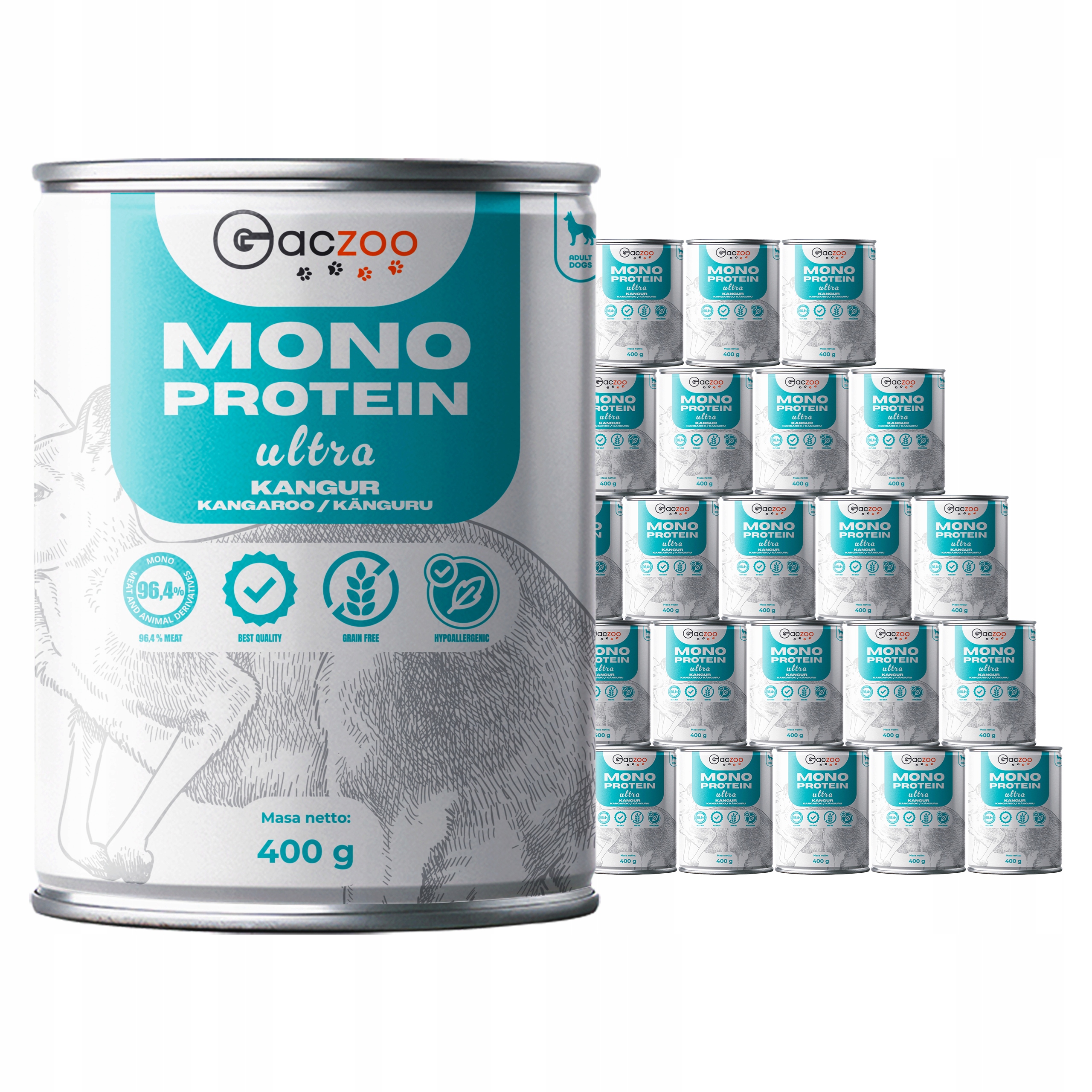 Levně Vlhké krmivo monoproteinové krmivo pro psy Gaczoo Mono Protein Ultra Kangur 24 x 400 g
