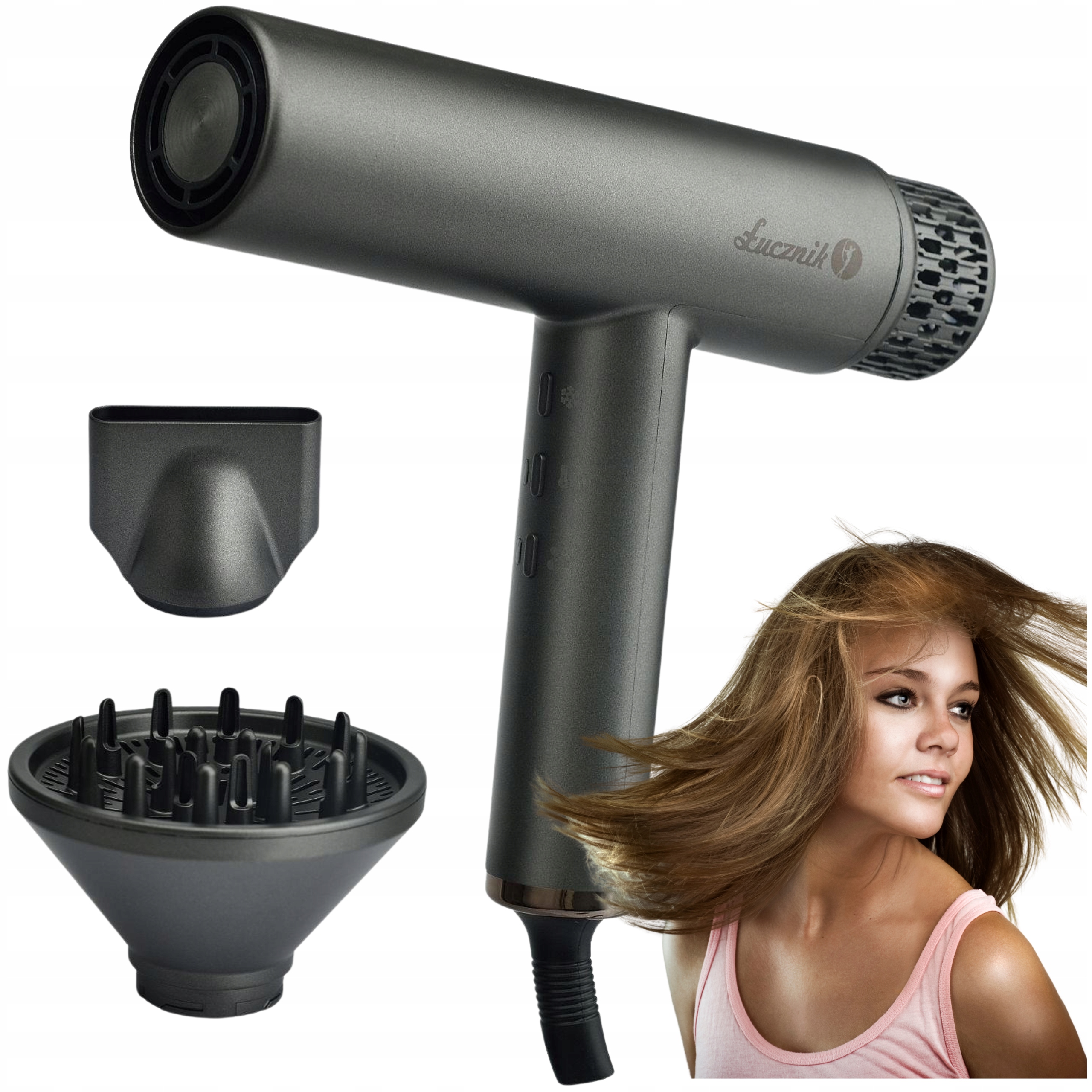 Suszarka Do Włosów Z Dyfuzorem Z Jonizacją Profesjonalna Cicha Lekka 1800W