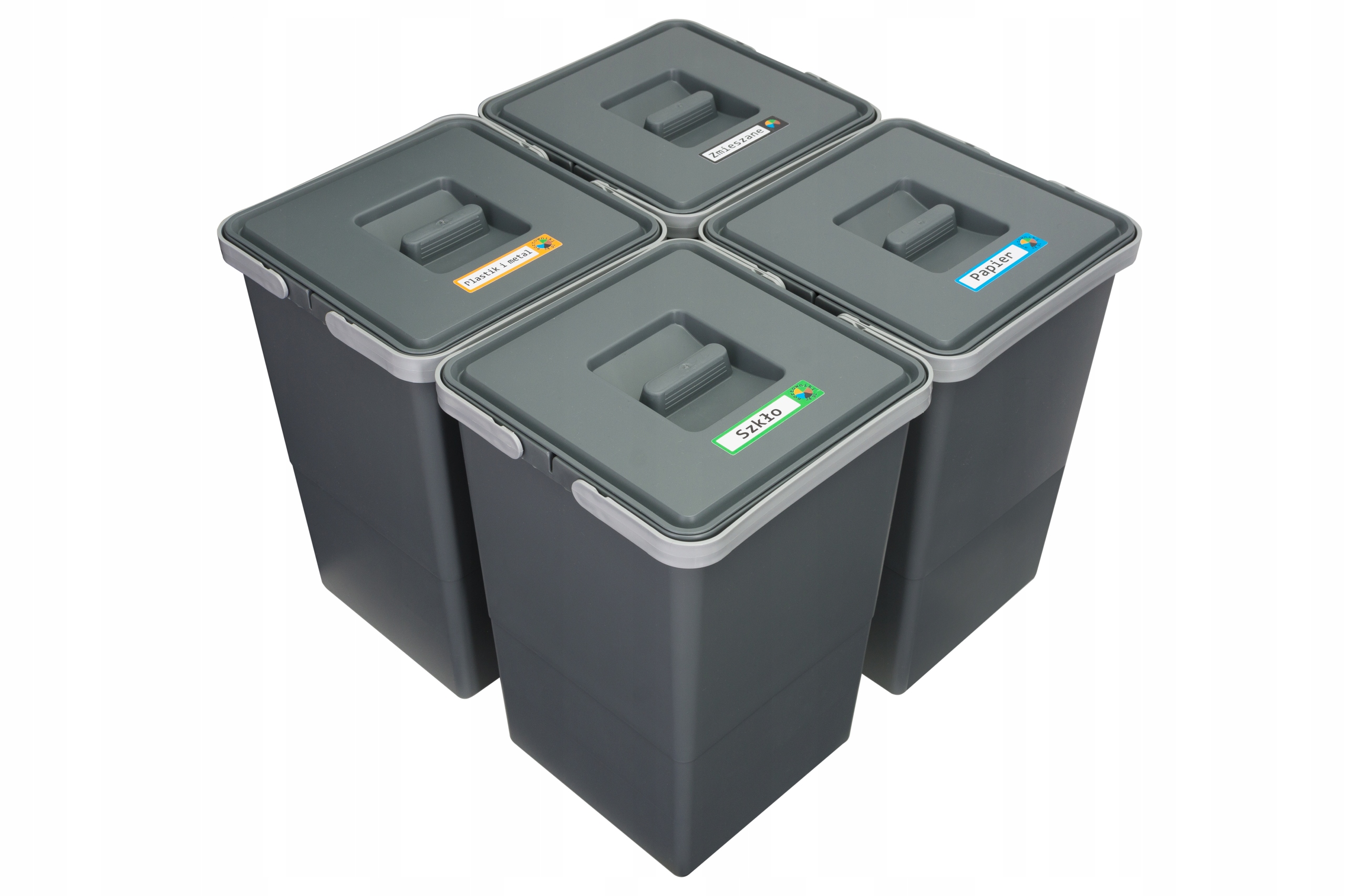 Zestaw koszy do sortowania bez podstawki Future 4x12l do szuflady 60 sorter