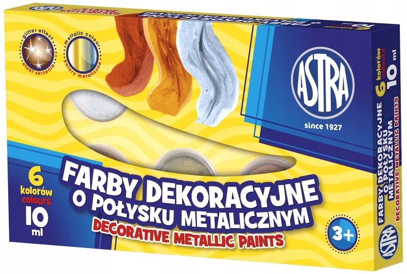 

Farby Astra dekoracyjne metaliczne 6 kol 10 ml