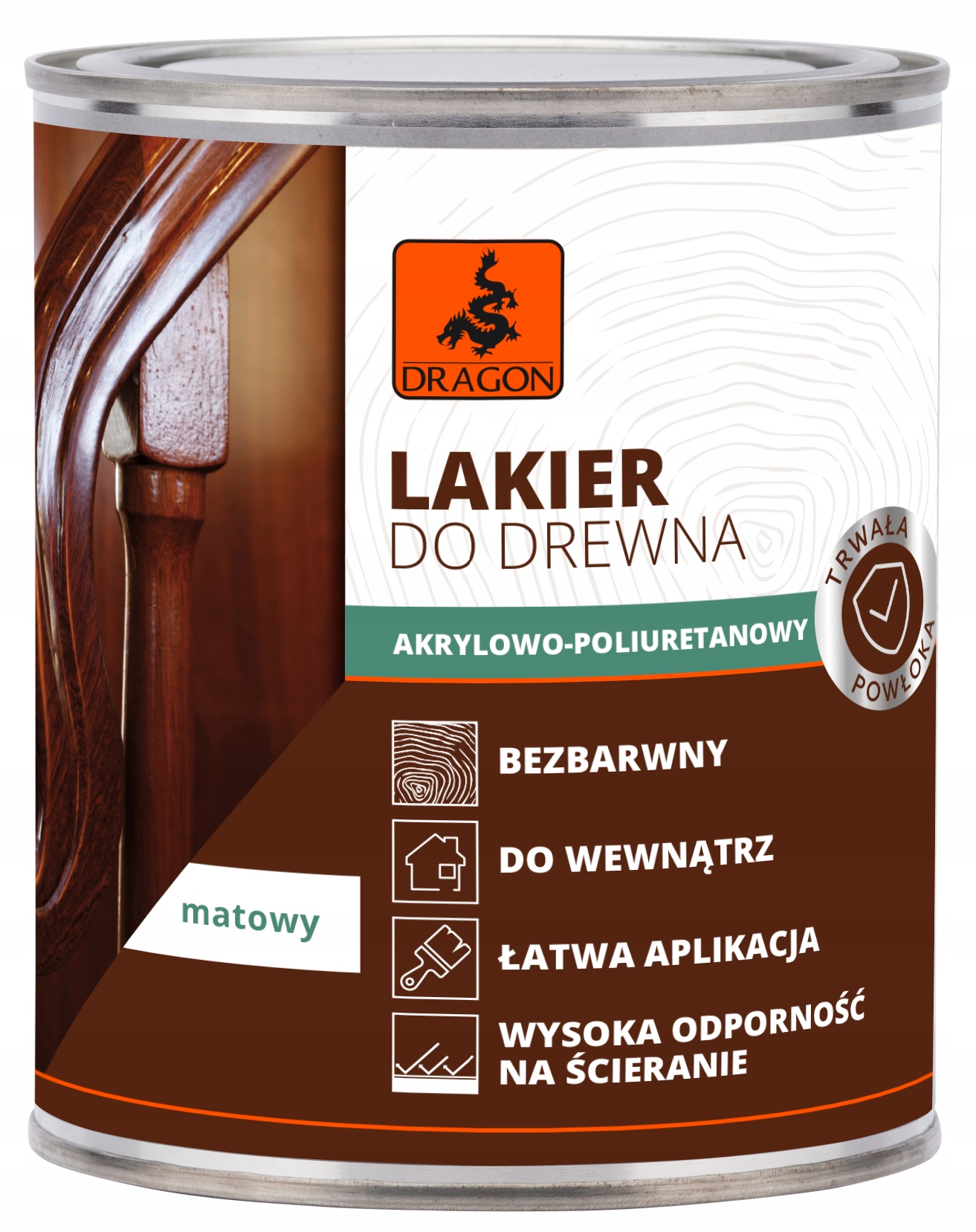 

Lakier Akrylowy Do Drewna Bezbarwny Mat 2,5 L