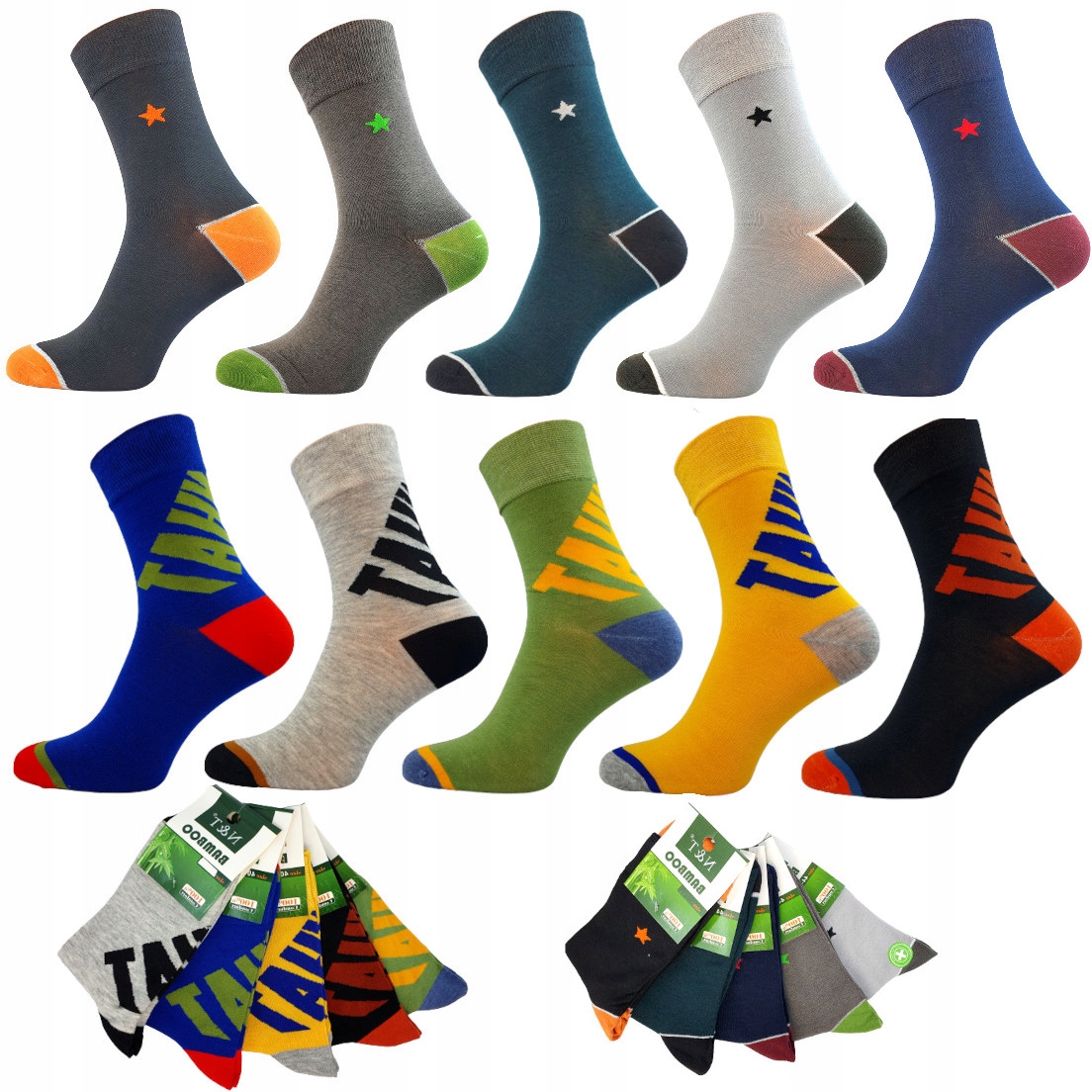 10 PAR BAMBUSOWE SKARPETY MĘSKIE KLASYCZNE STYLOWE