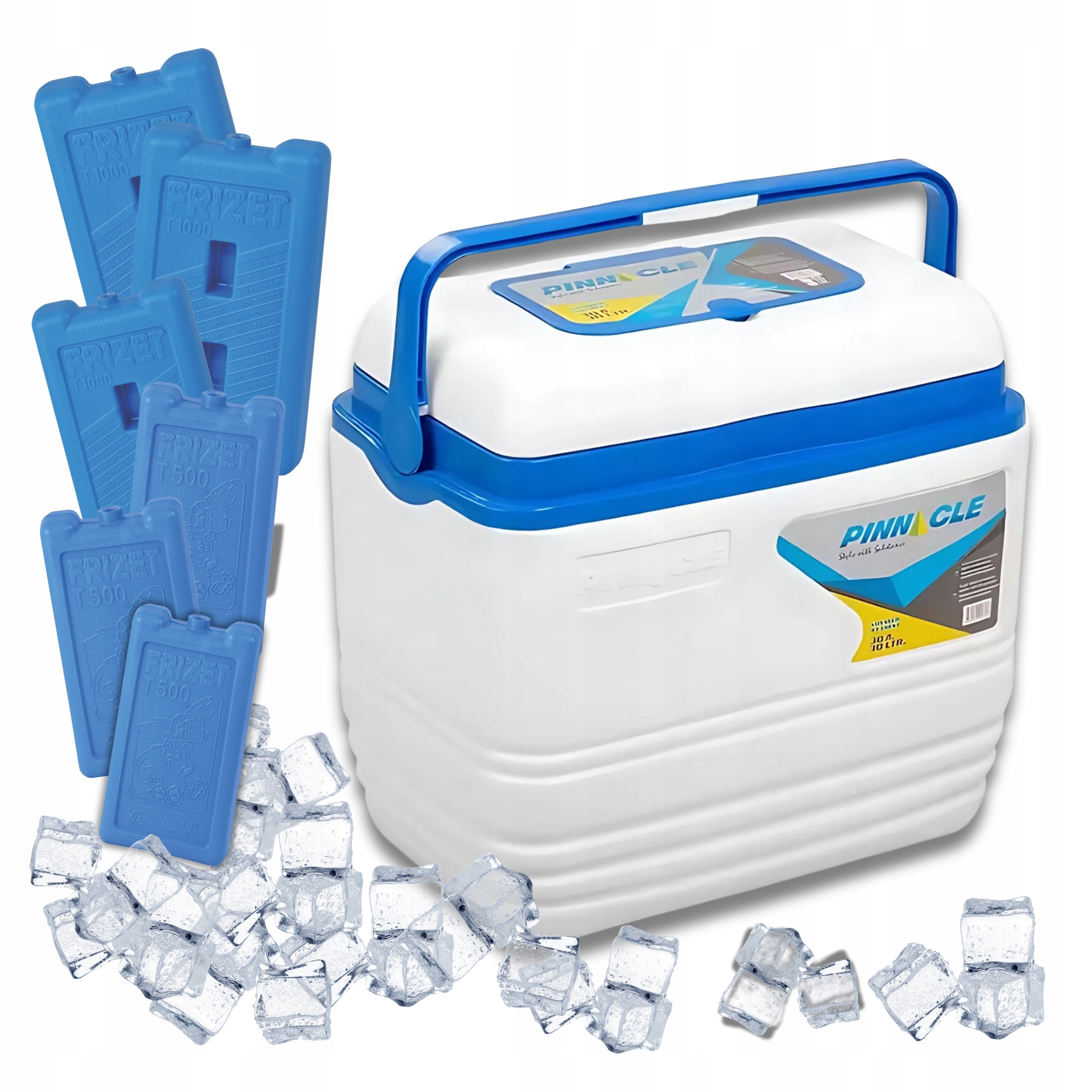 Turistická lednička 30 l Bílá Pinnacle Voyager 6 náplní, 3x 0,5 l, 3x 1 l