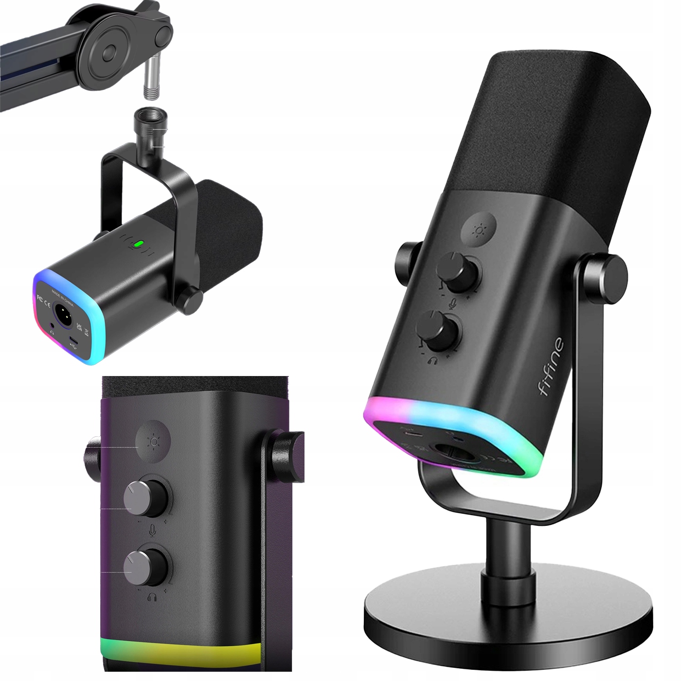 Mikrofón Dynamický Usb Xlr Gaming PS5 Live Studio Stlmenie Rgb