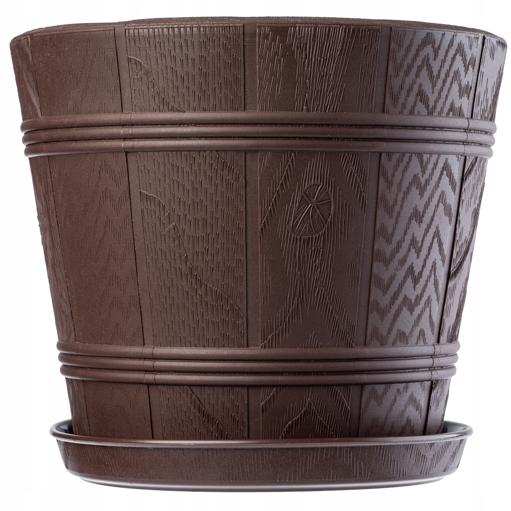 DONICZKA DONICA NA KWIATY 34cm OSŁONKA DREWNOPODOBNA KWIETNIK PLASTIKOWA Marka Kadax