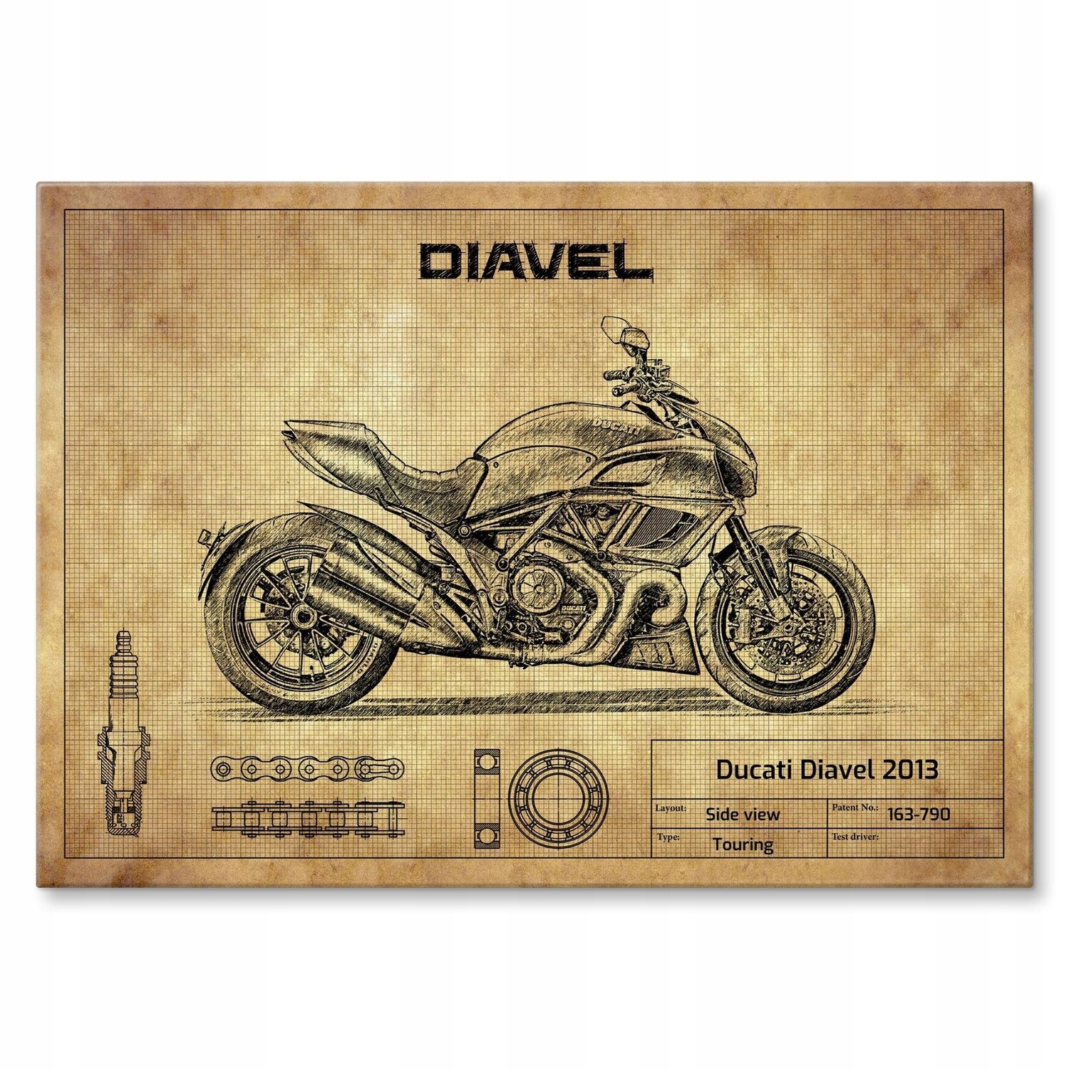 Kovový plakát Ducati Diavel 2013 Szyld Plech 42 x 59,4 cm Dárek