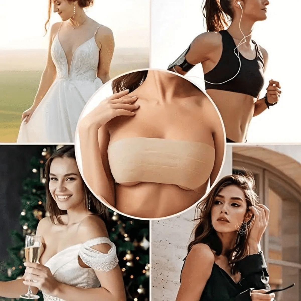 TAŚMA DO BIUSTU MODELUJĄCA UNOSZĄCA TAPING BEŻOWA 5cm x 5m + 6 NASTUNIKÓW! Szerokość produktu 5 cm