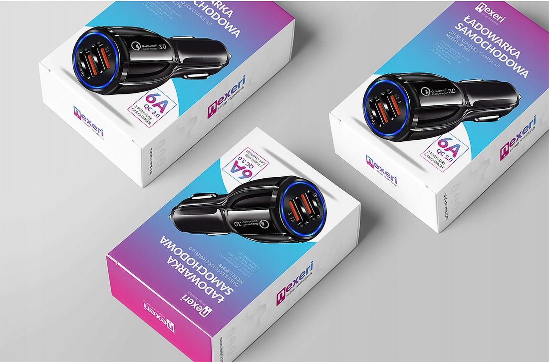 Ładowarka Samochodowa 2 xUSB 3,1A LED Zgodność ze standardem Quick Charge 3.0