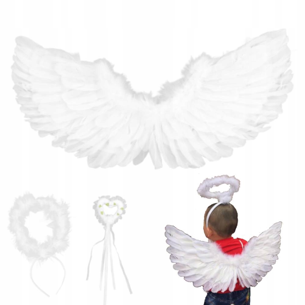 ZESTAW STRÓJ SKRZYDŁA SKRZYDEŁKA ANIOŁKA ANIOŁA BIAŁE JASEŁKA