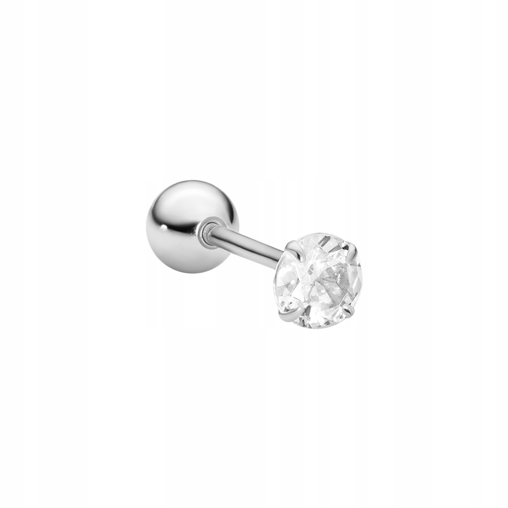 Kolczyk Piercing srebrny 925 cyrkonia 0,3 cm Lobe, Helix, Conch Tragus
