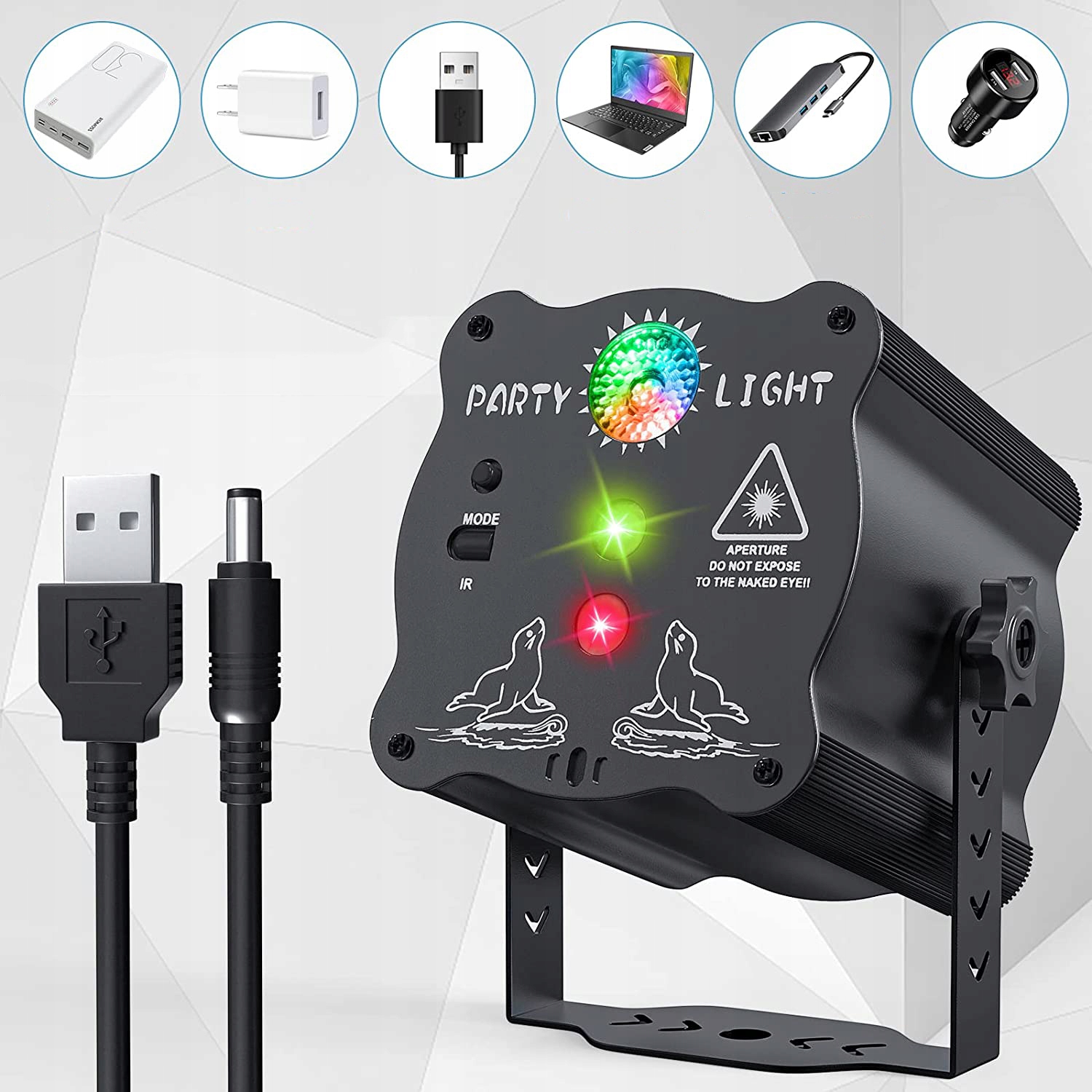 ŚWIATŁA DYSKOTEKOWE LAMPY DISCO USB DJ OŚWIETLENIE IMPREZOWE Z PILOTEM Model PROJEKTOR DISCO