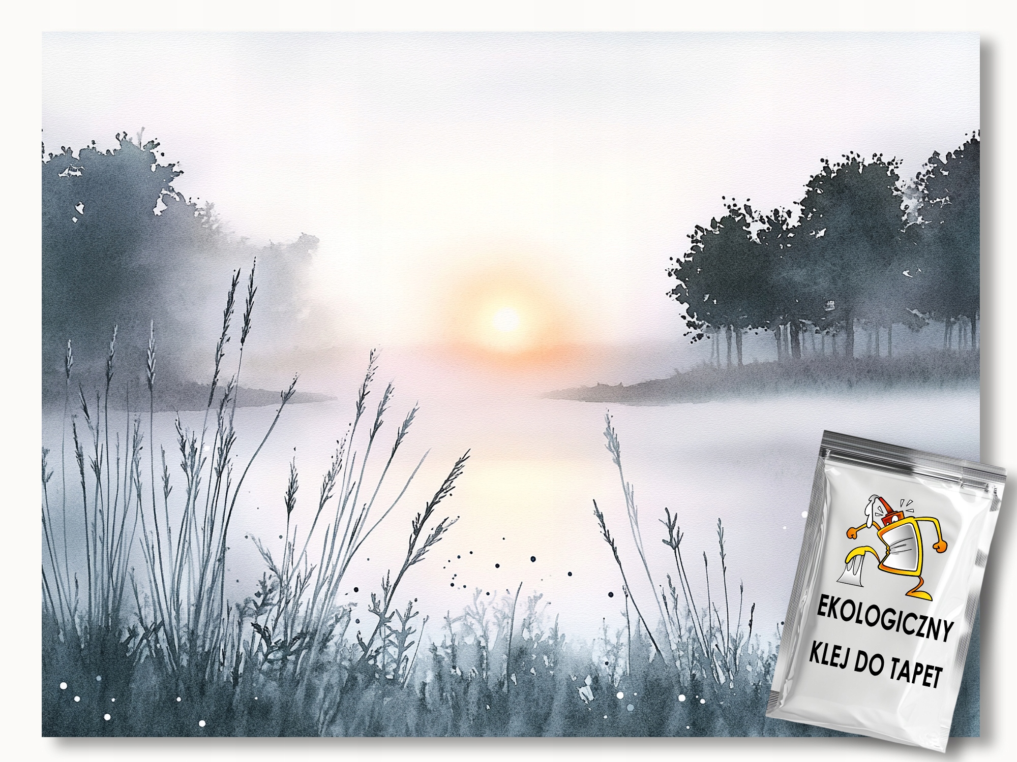 Fototapeta Flizelina Jezero Ráno Úsvit Slunce Mlha Trávy 208x146 lepidlo