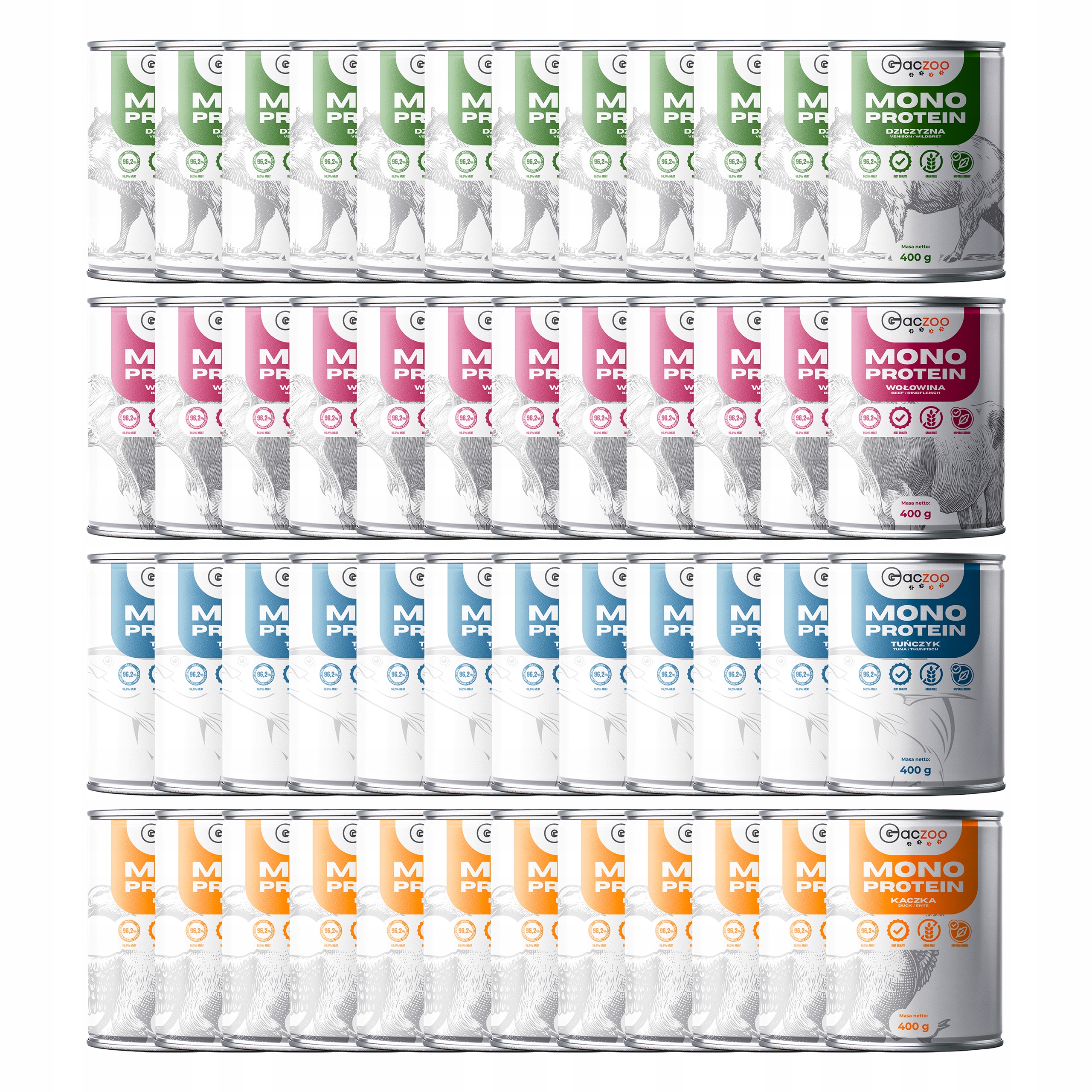 Gaczoo Mono Protein monoproteinové krmivo mokré pro psa mix chutí 48 x 400 g