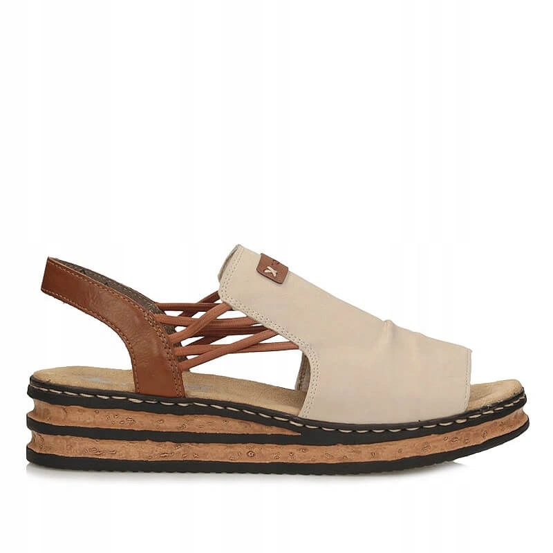 Dámské sandály Rieker 62962-60 béžové, nazouvací na platformě