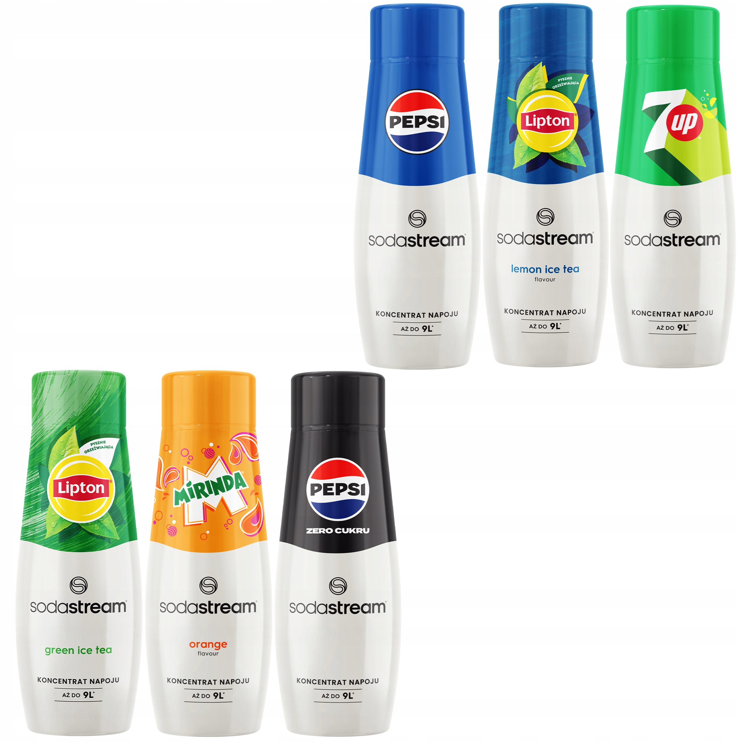 Sada 6 ks Koncentrát sirupu do vody Sodastream Pepsi Lipton 7UP Mirinda