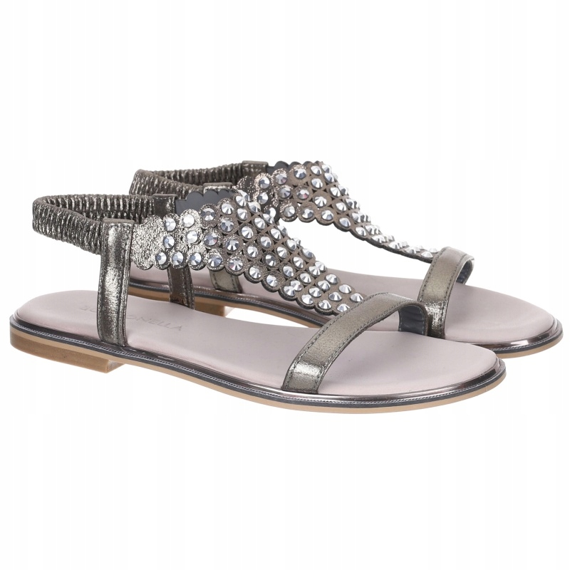 Dámské sandály Bombonella 12T-036 153 z platinové kůže, Vel. 36