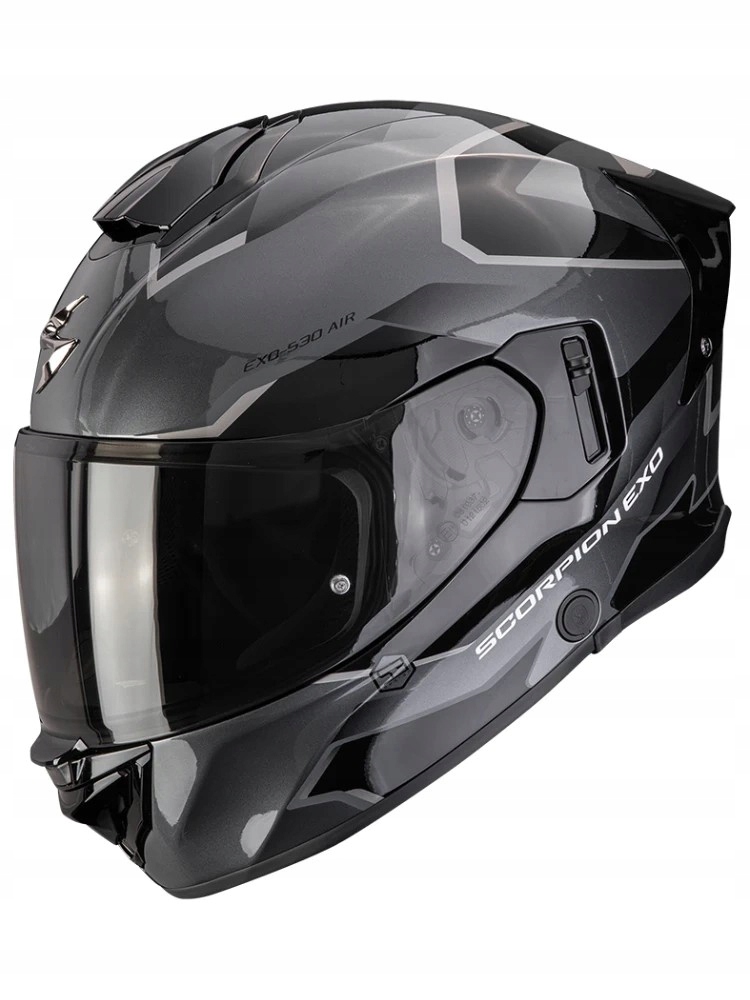 Prilba Scorpion EXO-530 Air Clip Silver Black Gloss XL integrálna, pohodlná