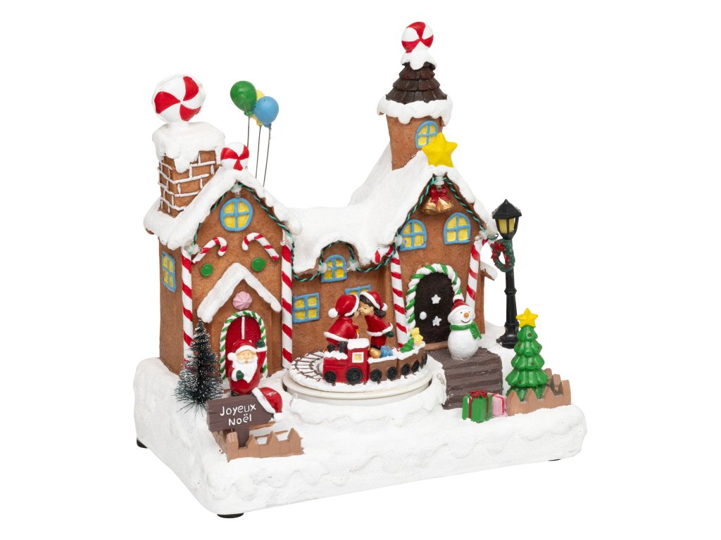 Vianočná scéna, továreň na darčeky, pohyblivá so zvukom, 23,2 x 24,5 cm