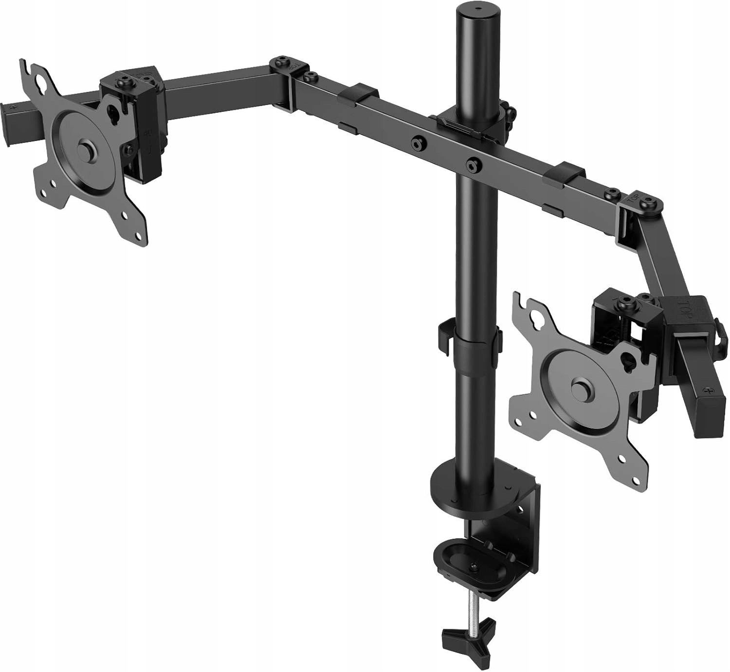 Držák pro 2 monitory na pracovní desku, silný, až 8 kg na rameno, dvojitý nastavitelný