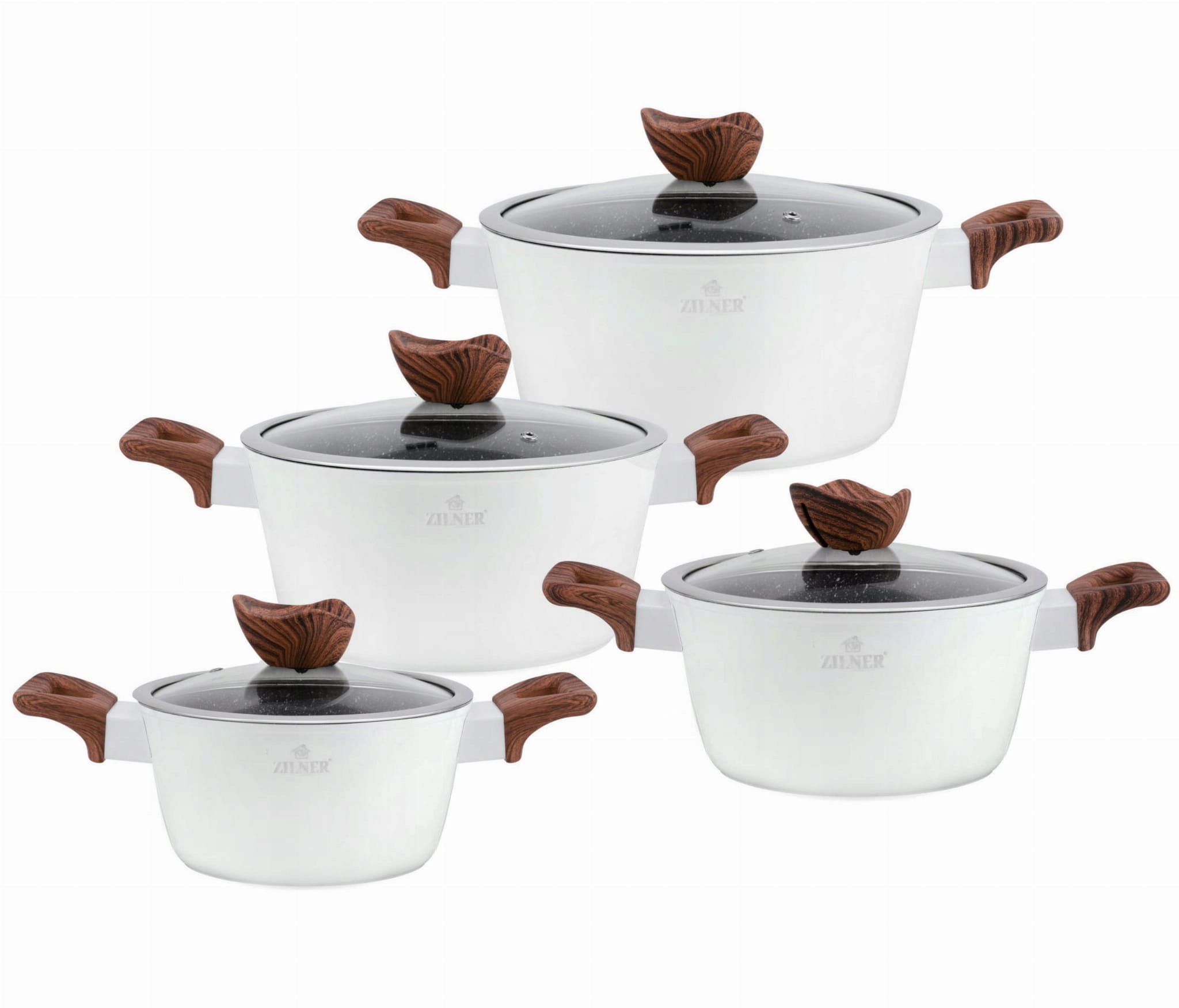 GARNKI Z POWŁOKĄ GRANITOWĄ 8 ELE. WHITE LILLY