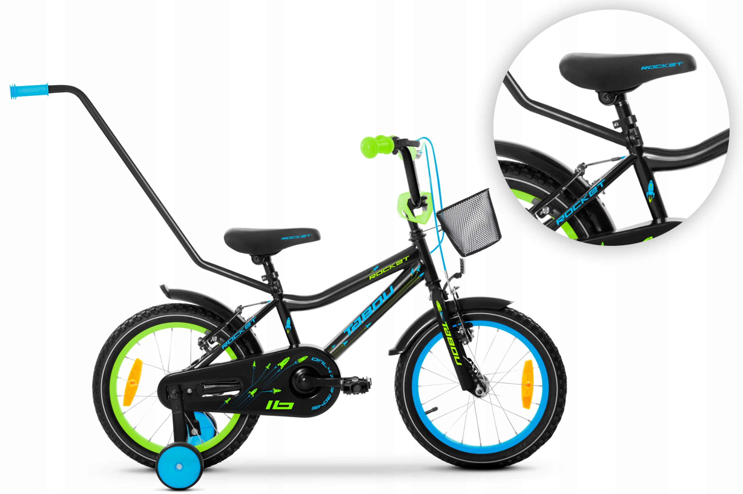 Rower dziecięcy 16" Tabou Rocket czarny niebieski R25