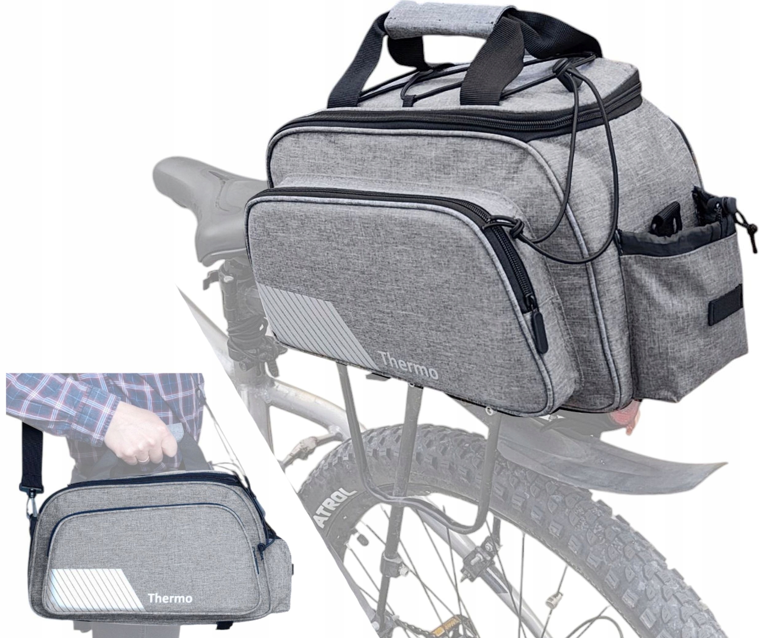 Duża sakwa rowerowa Termo na bagażnik 19l wodoodporna na rower 42x24x23 CM