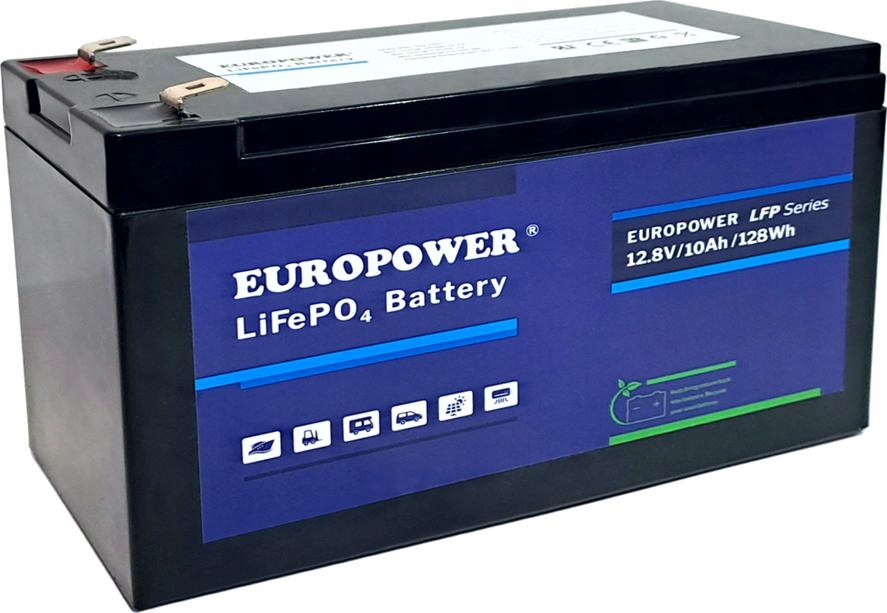 Akumulátor LiFePO4 Europower série Lfp 12,8V 10Ah (životnosť ~2000 cyklov)