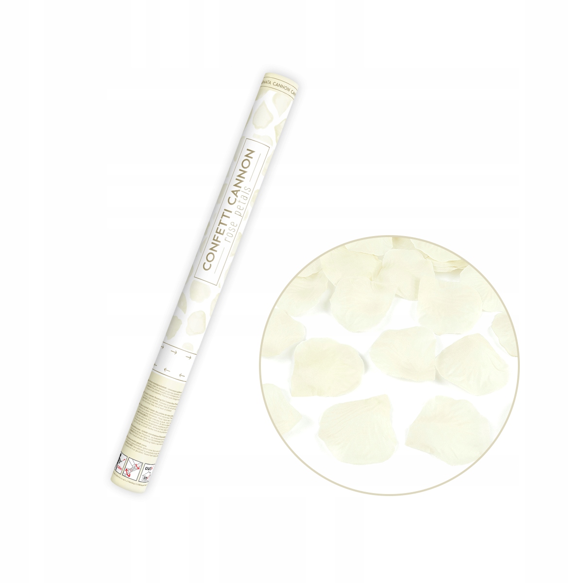 TUBA STRZELAJĄCA konfetti PŁATKI RÓŻ kremowe 60 cm na ślub wesele