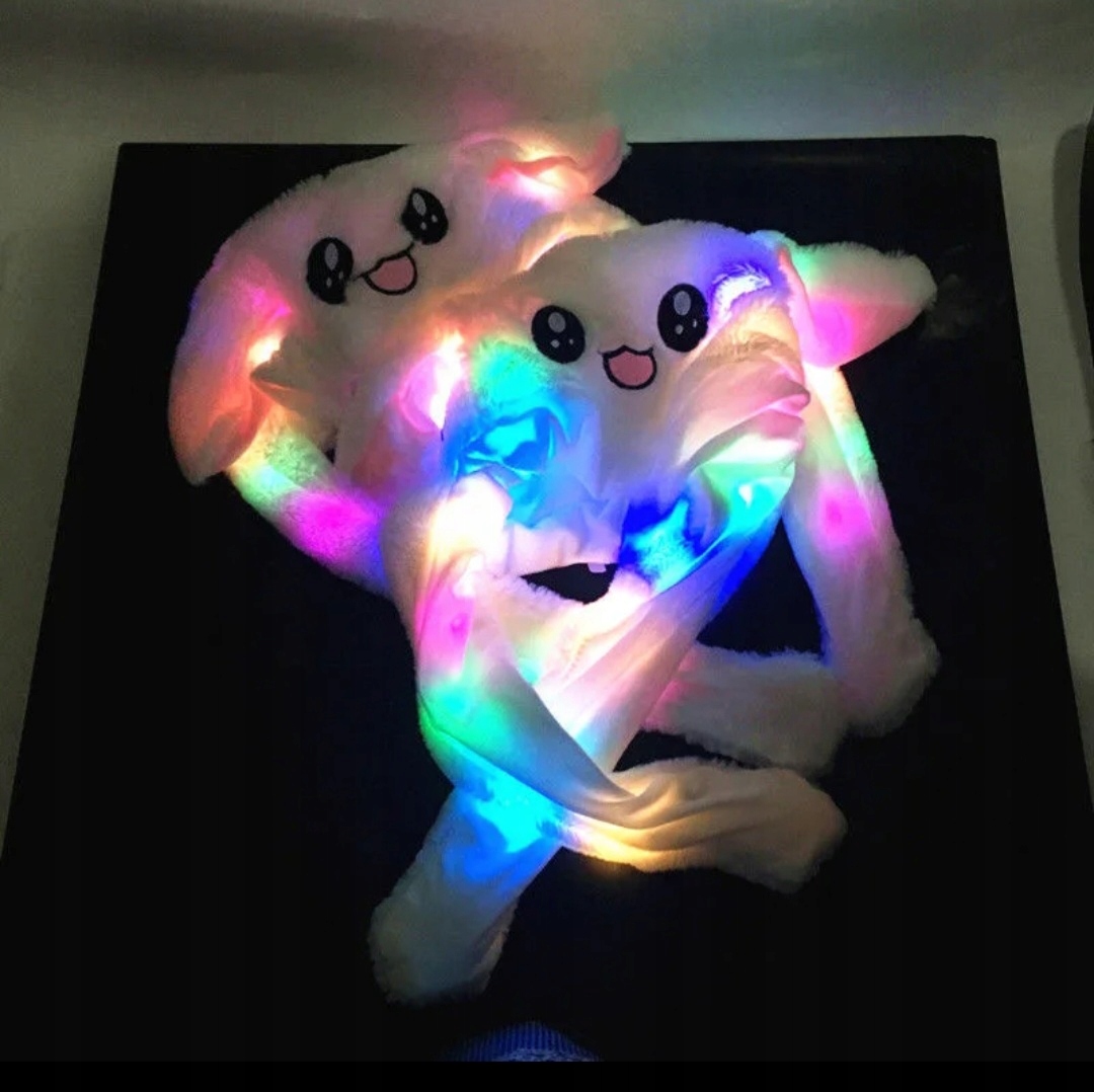 CZAPKA RUCHOME USZY KRÓLIK ŚWIATŁA LED CZAPKA Z USZAMI Kolor żółty