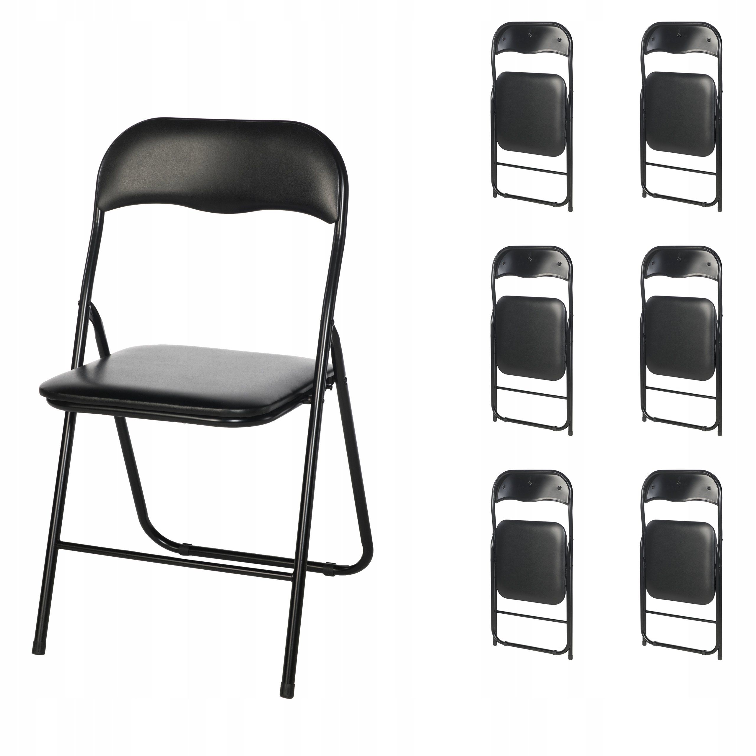 Krzesło Składane Rozkładane Ogrodowe Cateringowe Biurowe Czarne zestaw x6