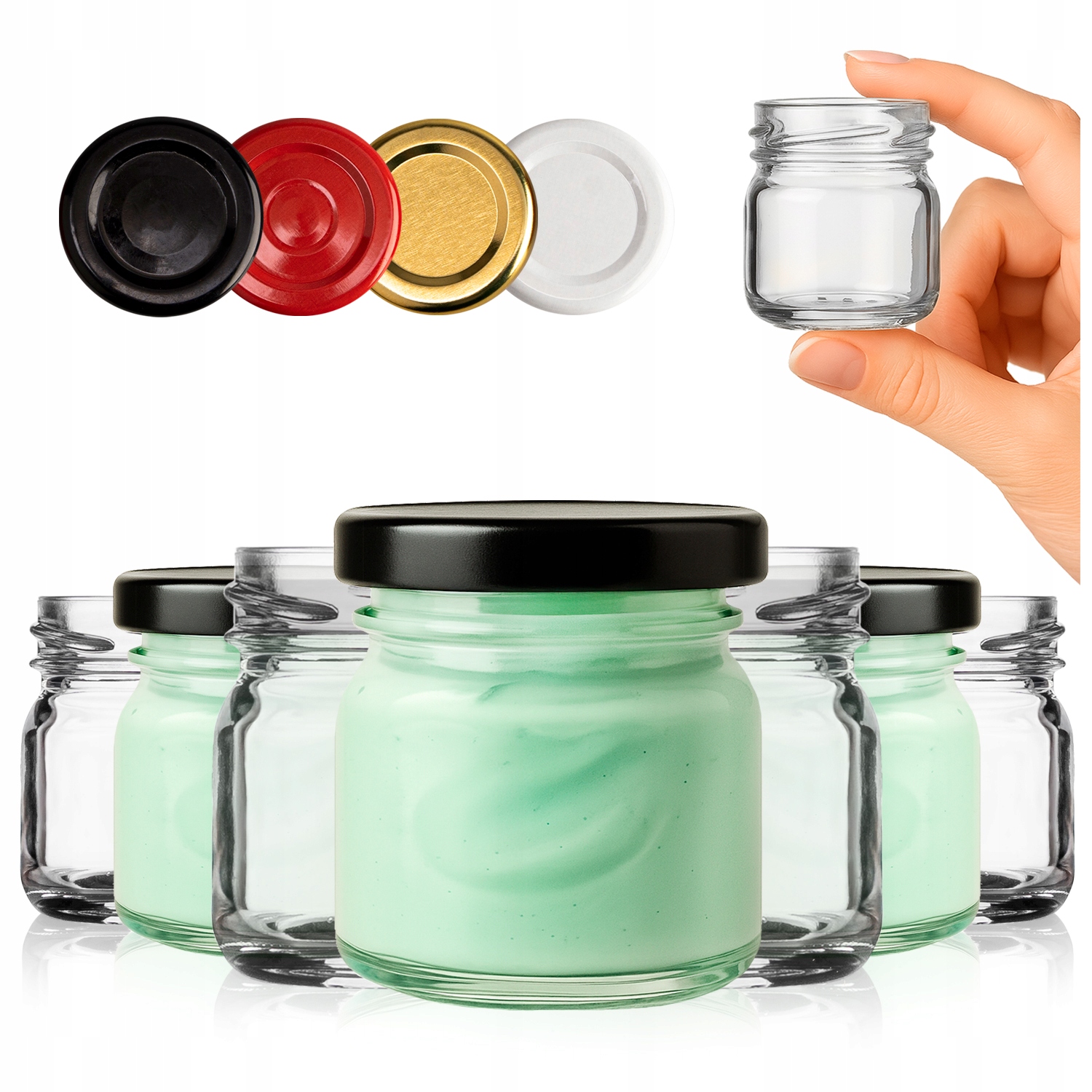 100 szt Słoiki szklane 40ml na Miód Dżem Przyprawy Konfitury Przetwory Krem