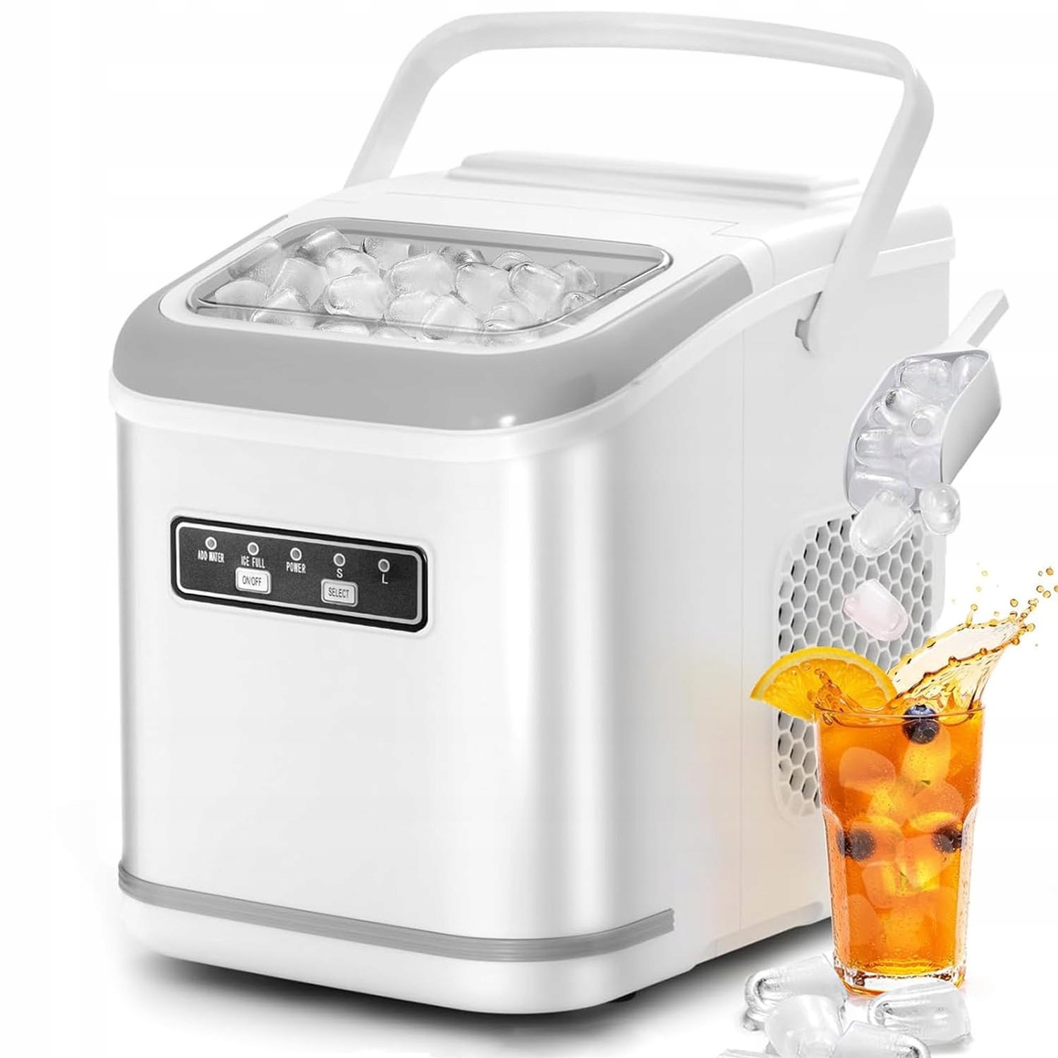 Výrobník Ledu 1,4L Bílý 90 W Rychlý Výkonný Stroj Na Kostky 12 Kg/24h