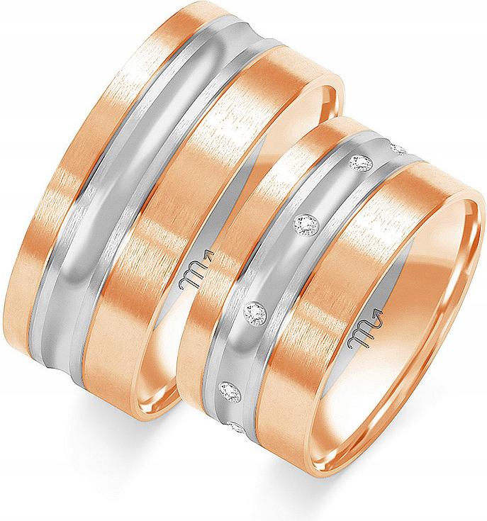 Zlaté prsteny s svatební 585, 14 15 16, elegantní model, dárek