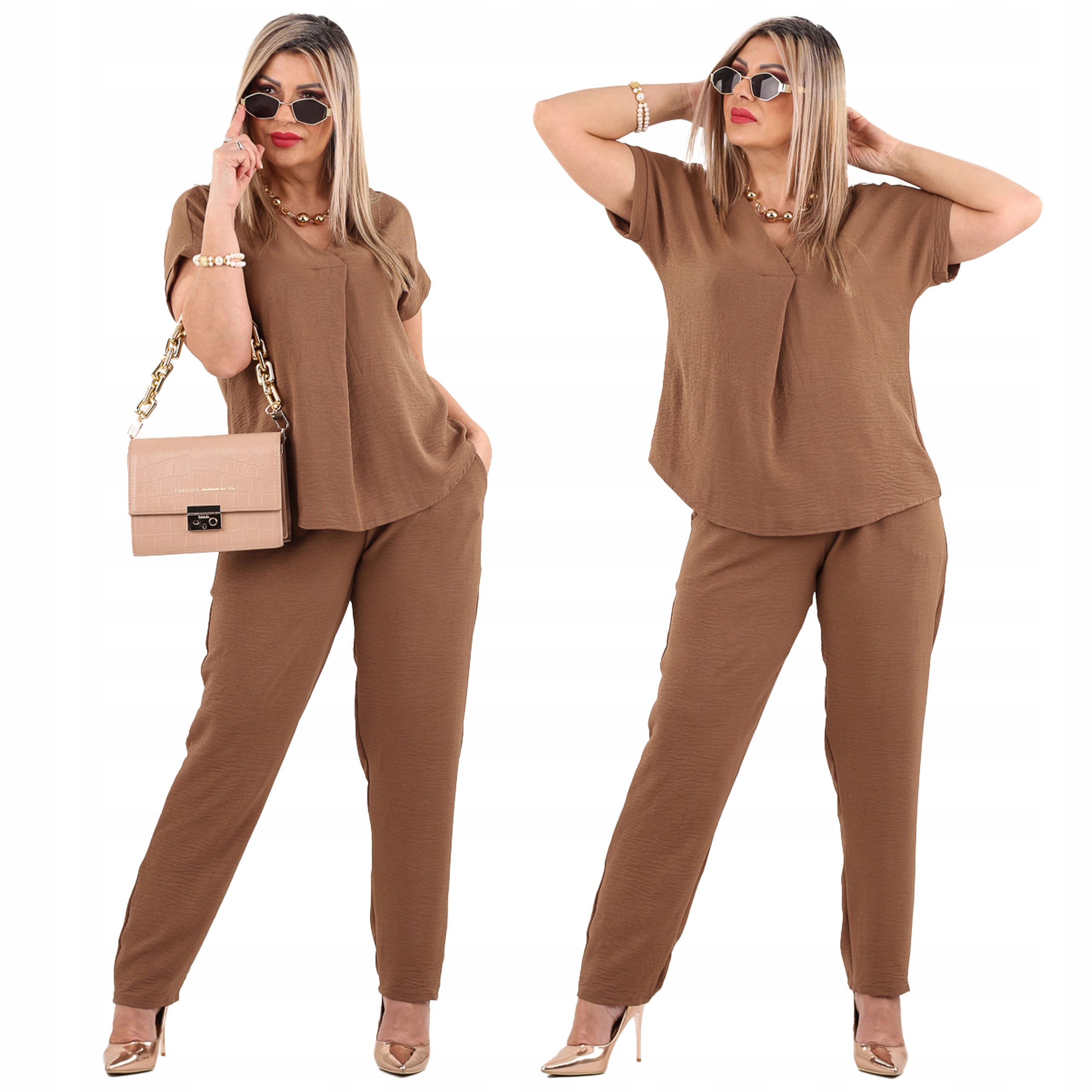 Komplet Damski Duże Rozmiary Polski Producent Bluzka I Spodnie