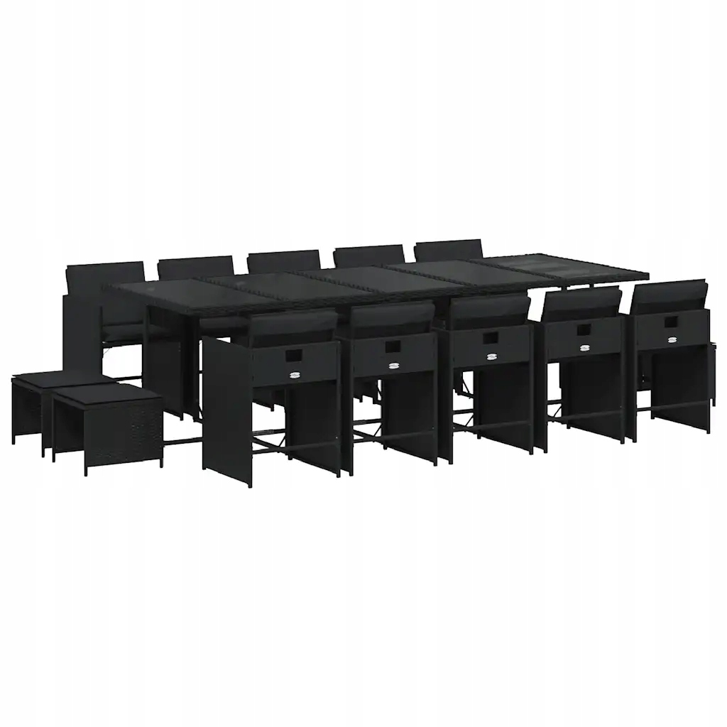 Zahradní nábytek set Ratan Pe Černý 275x106x73 cm