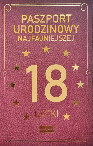

Prezent na 18 dla dziewczyny Kartka Paszport JCX34