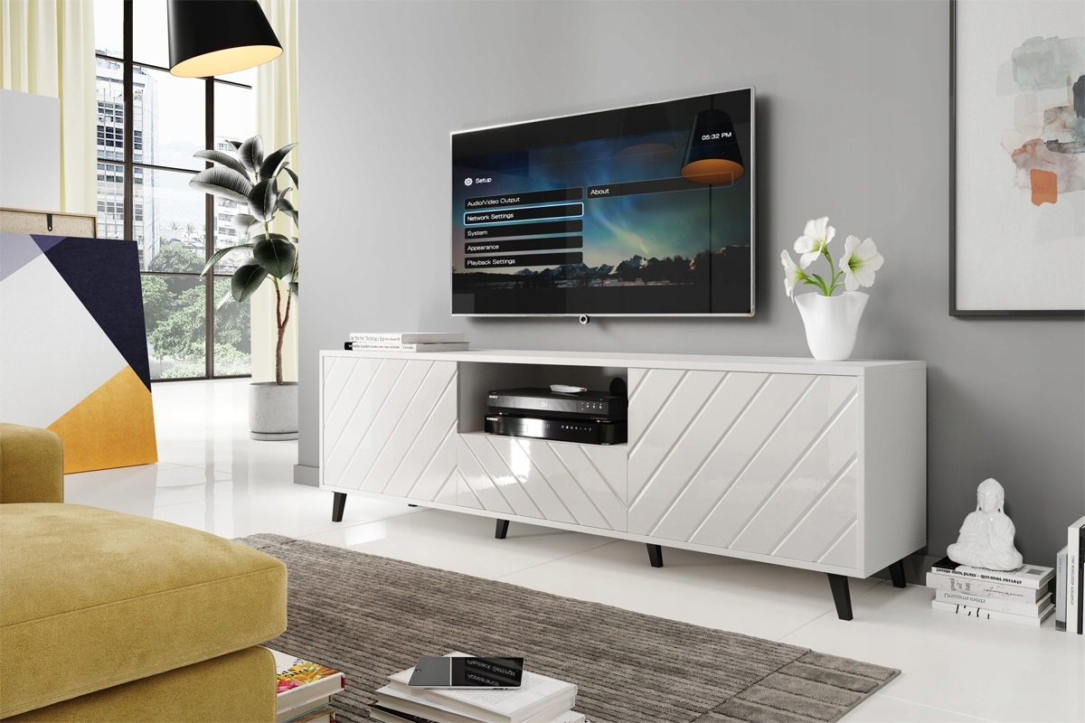 

Szafka Rtv Stolik Komoda Biały Połysk Paris 180 cm