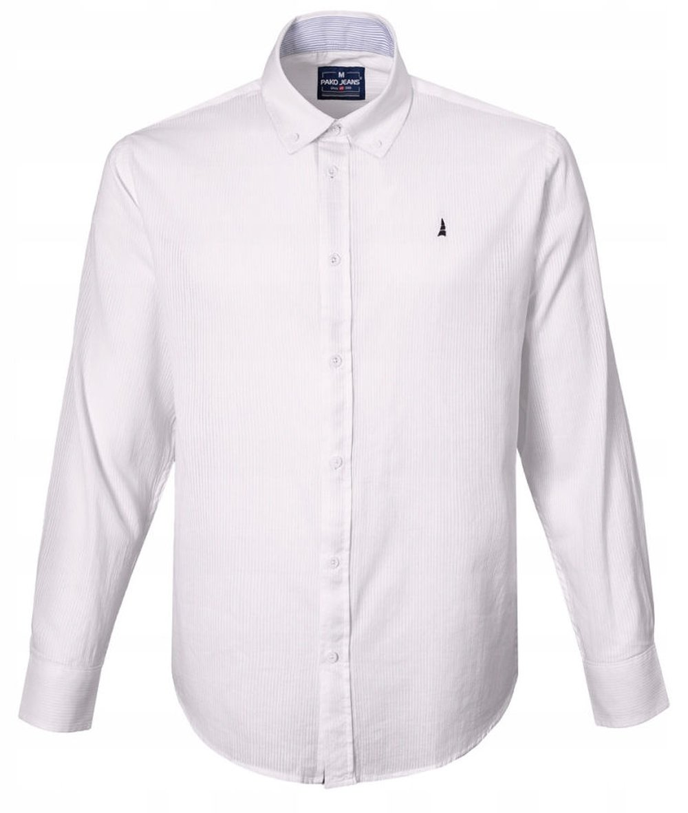 Lehká bavlněná pánská košile Pako Jeans jednoduchý Střih, bílá XXL