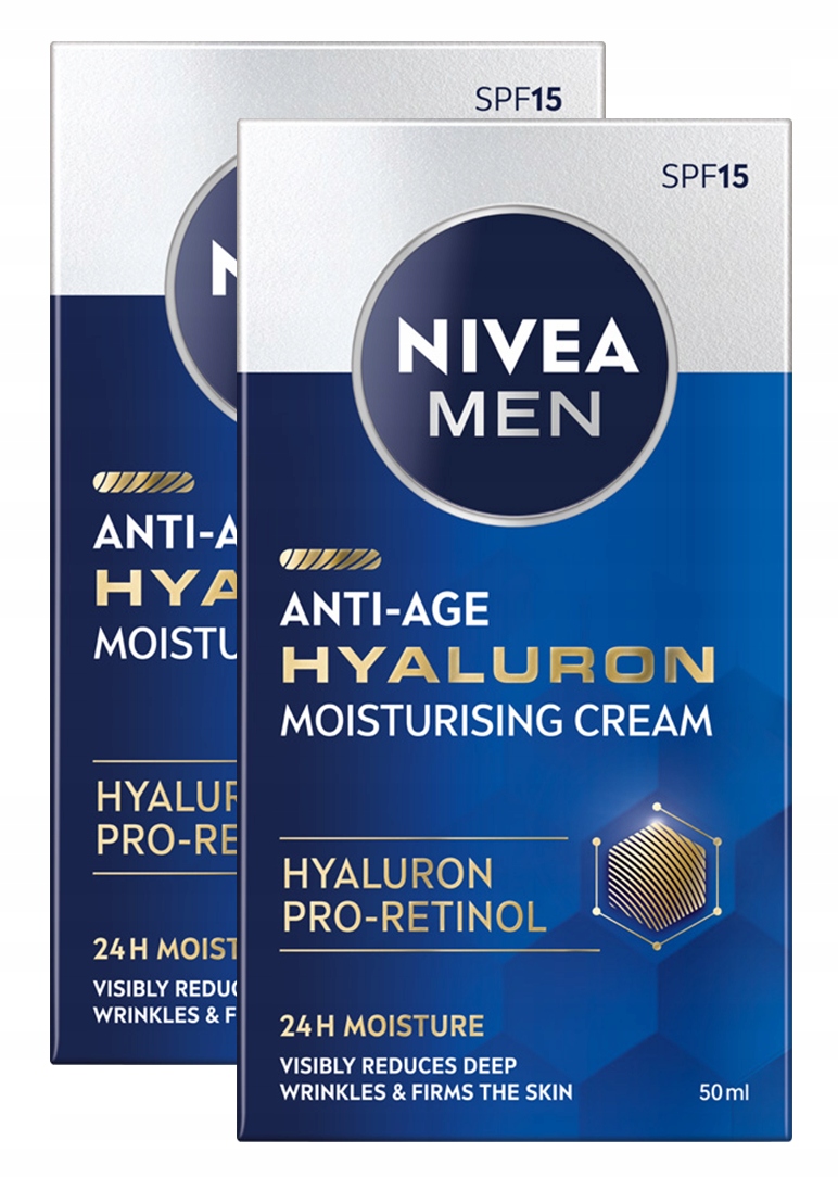 Nivea Men Anti-Age Hyaluron Pánský krém na obličej proti vráskám 50 ml x2