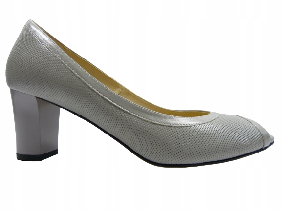 Šedé lodičky bez prstů na podpatku, kožené dámské boty na léto Kotyl 35