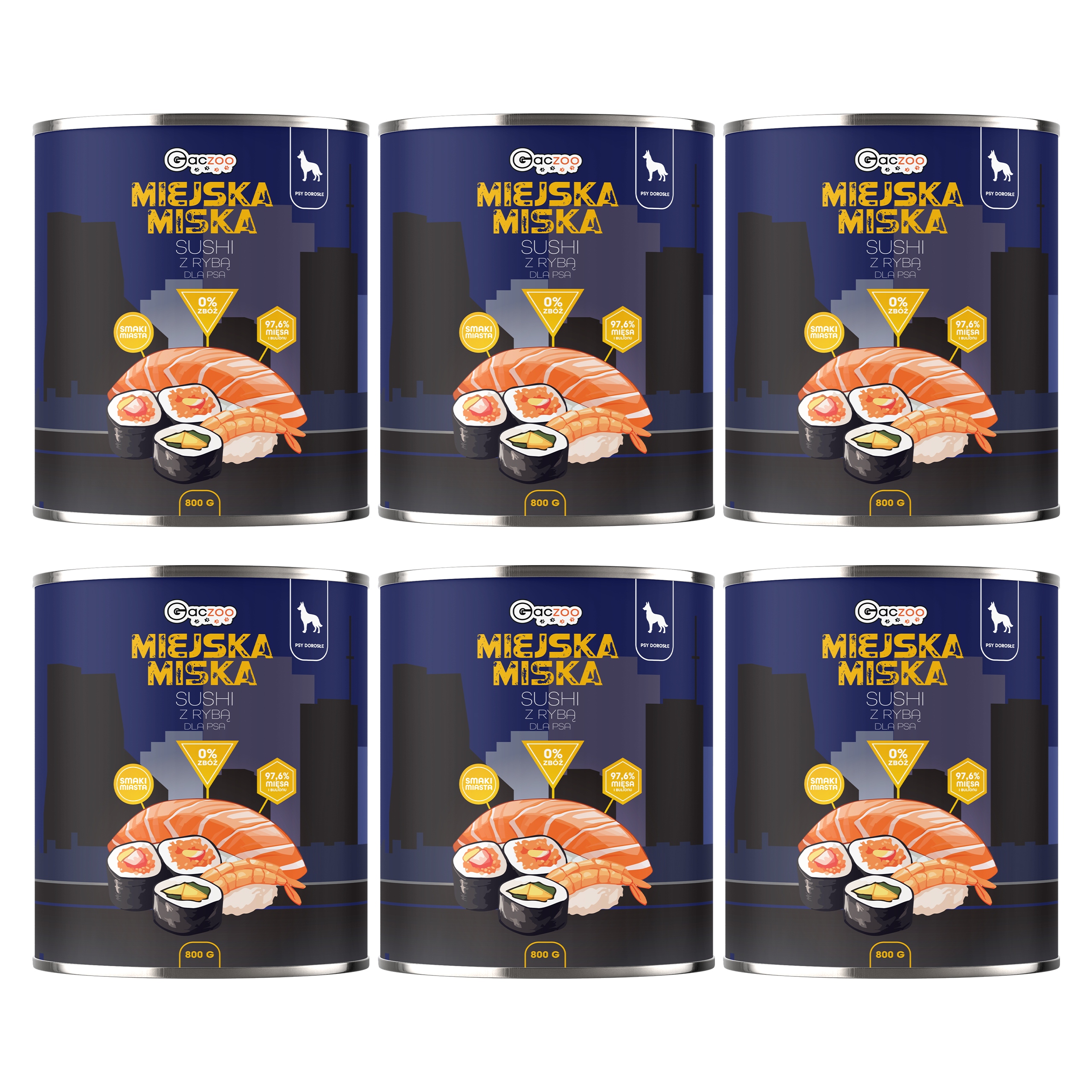 Levně Gaczoo Městská miska bezobilná krmivo pro psy Sushi 6 x 800 g