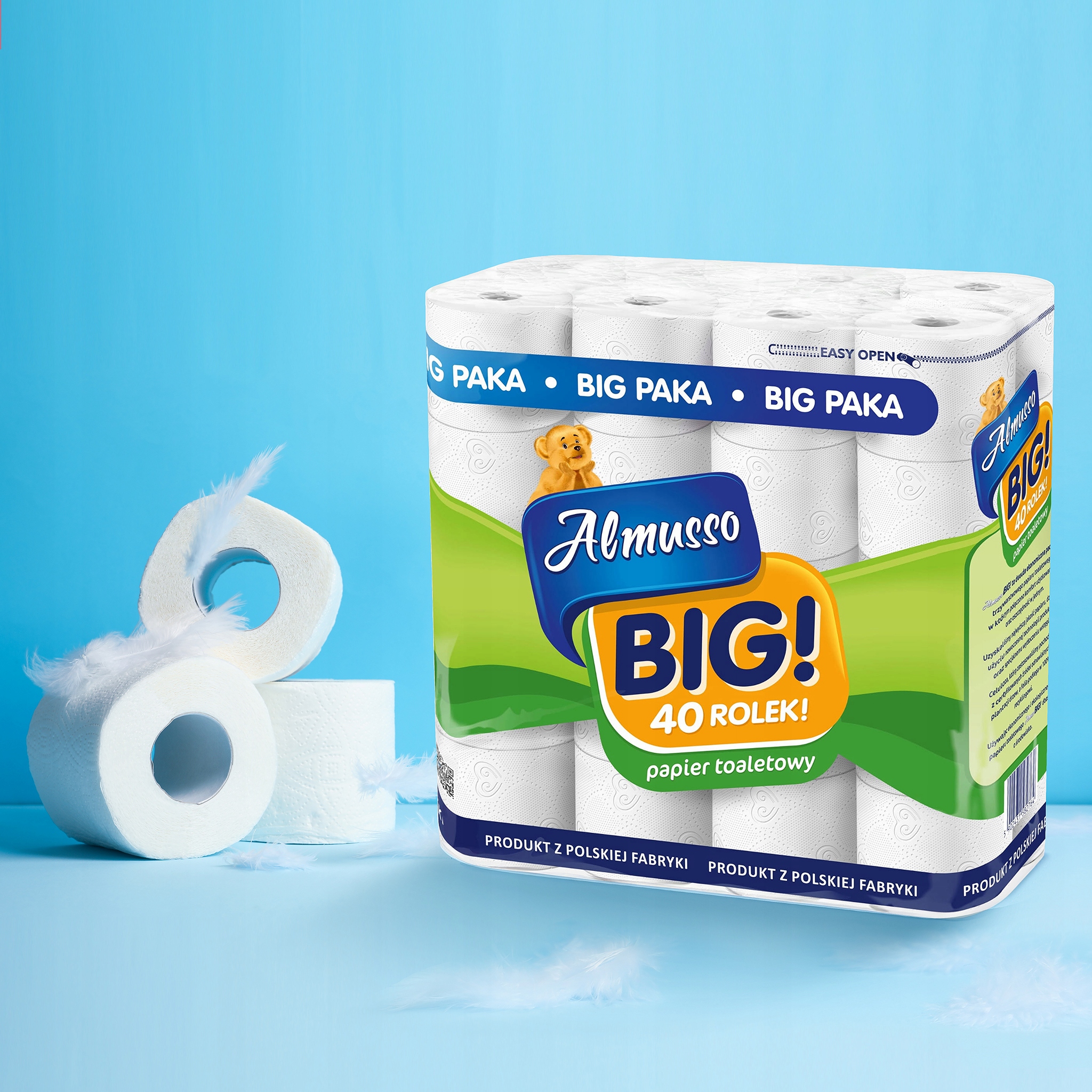 Papier toaletowy 3 warstwy biały Almusso BIG 40 rolek Rodzaj papier toaletowy