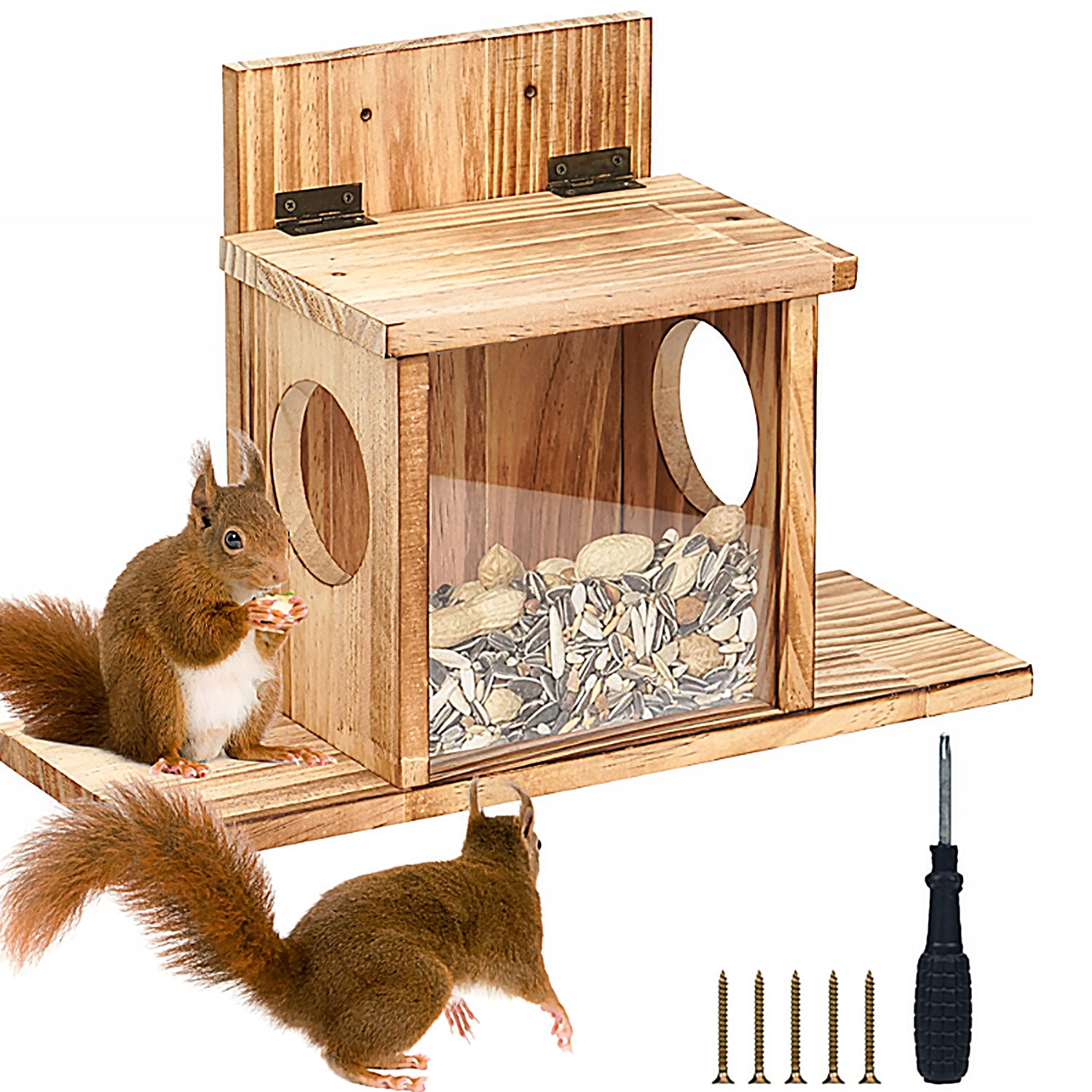 Levně Krmítko Pro Veverky, Dřevěný Opalovací Zahradní Domek Na Ořechy