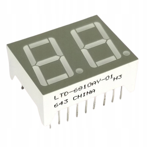 LTD-6810AY-01 wyświetlacz 7-segm, 2 cyfry, 14mm, żółty, Wa, LiteOn 2szt