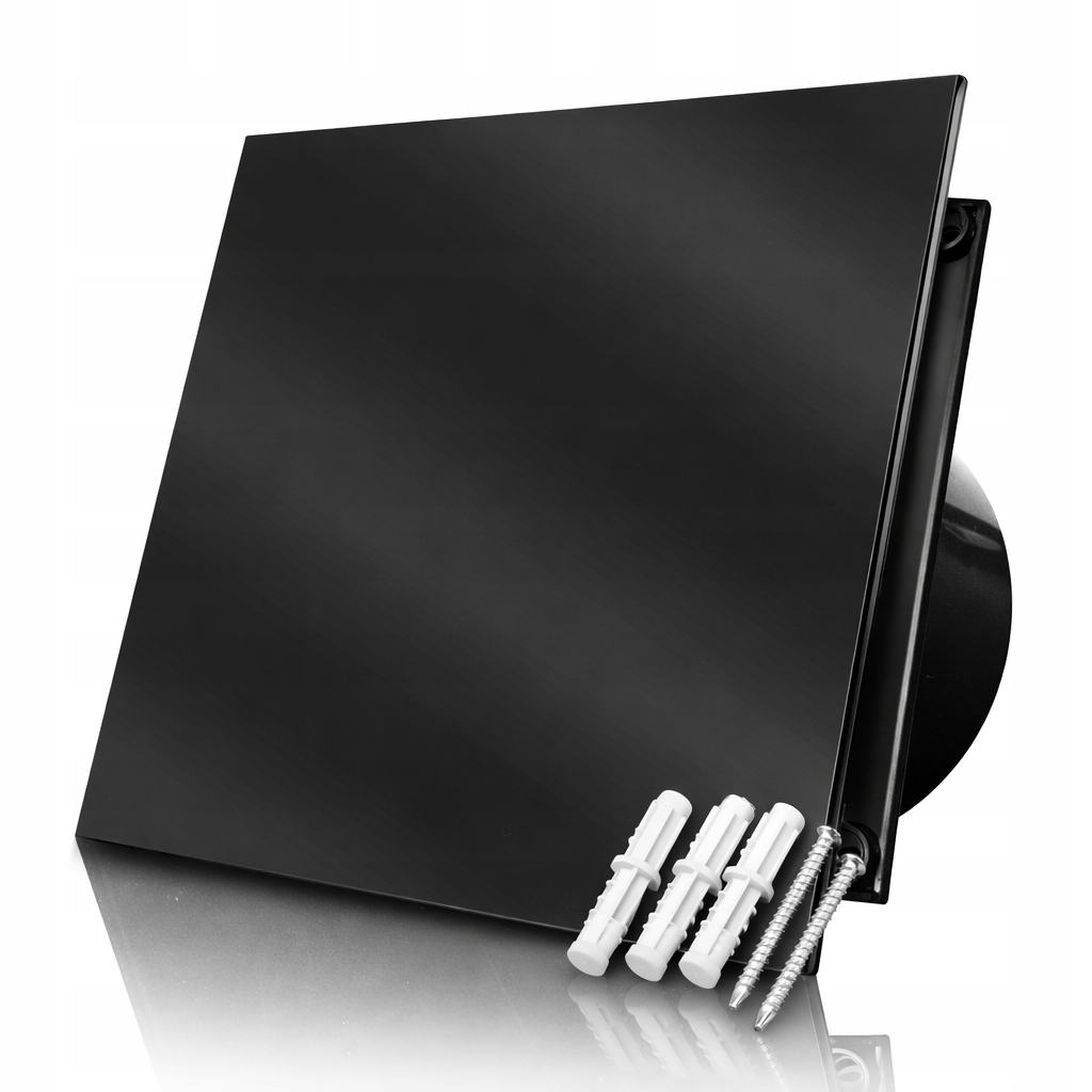 Koupelnový ventilátor 100 mm Černý Mat 100 m3/h tvrzené sklo klapka