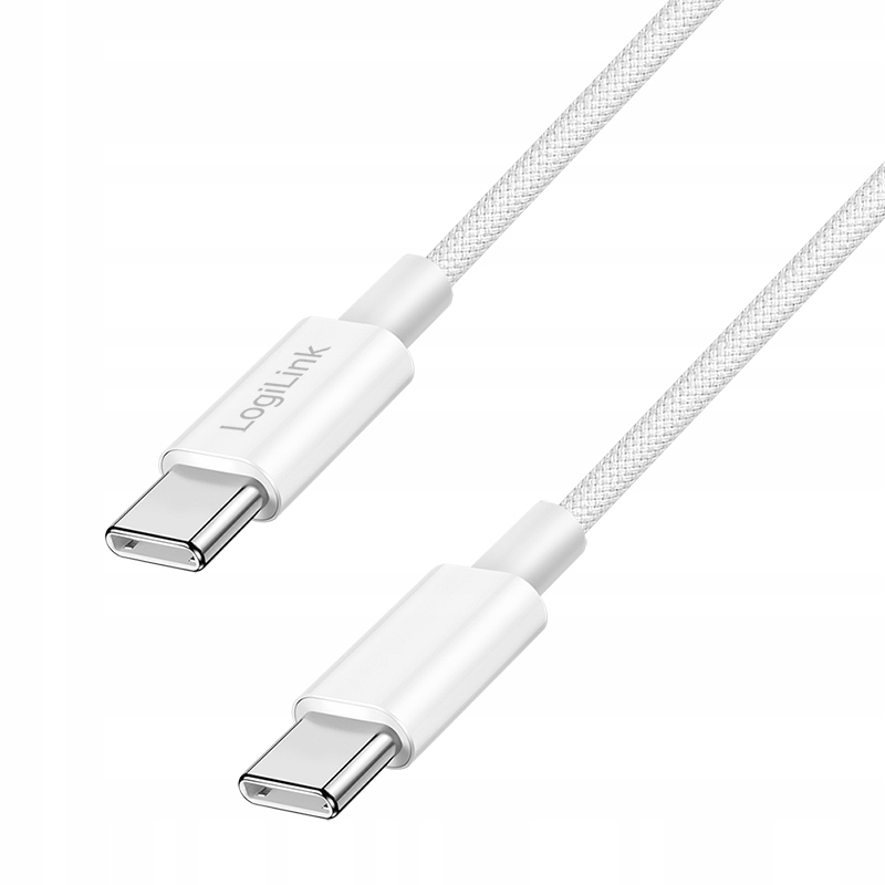 Kabel Usb 2.0 LogiLink CU0342 Usb-c Usb-c, M/M, 480 Mb/s, 60 W, biały, 1,