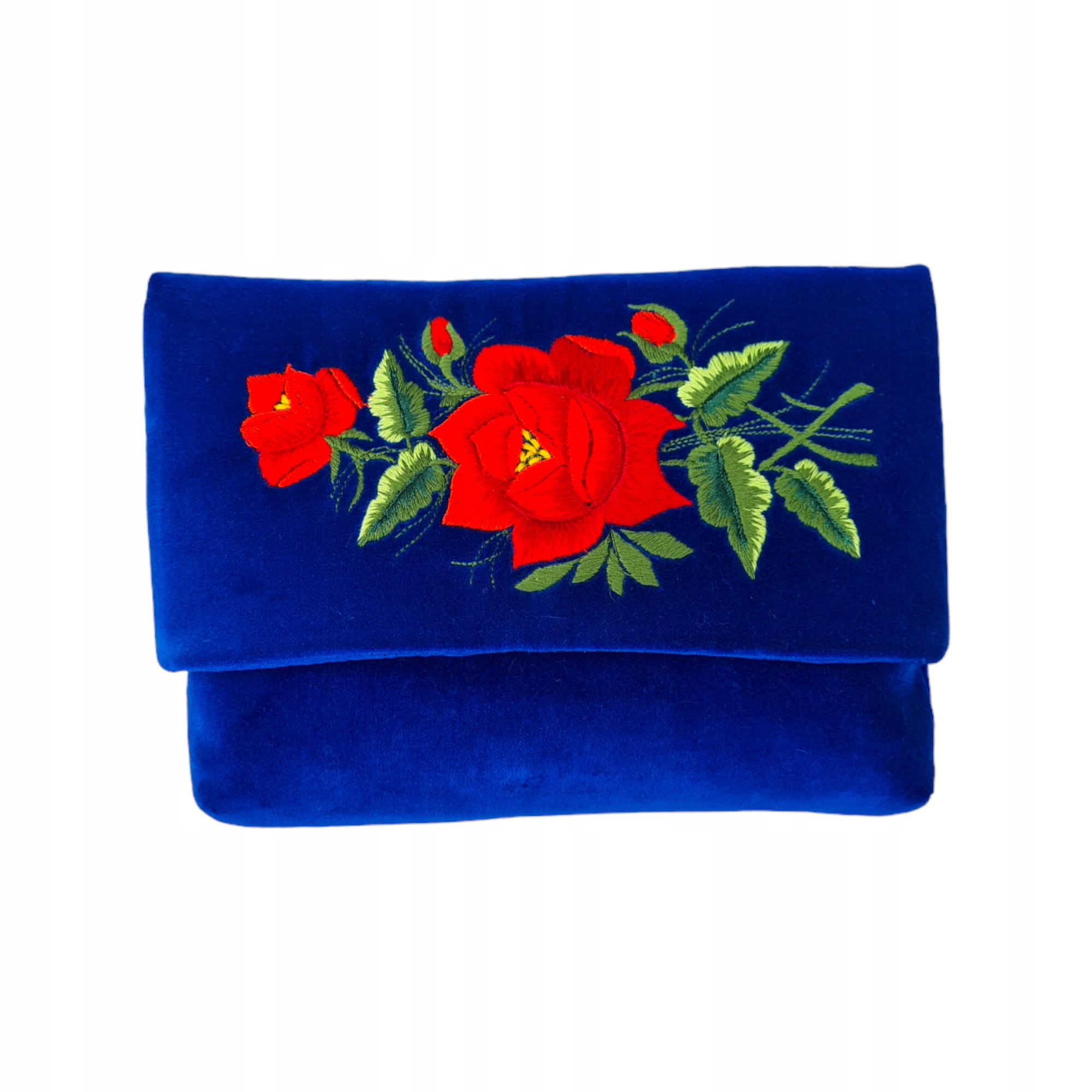 Modrá Kabelka Psaníčko S Rybářskou Výšivkou Červená Růže